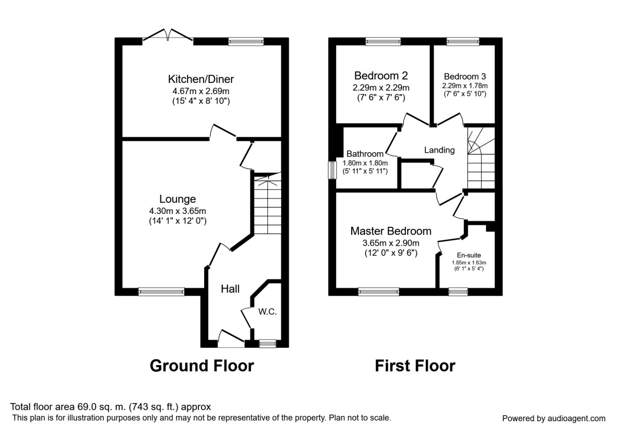 Floorplan of 3 bedroom Semi Detached House for sale, Links Crescent, Seascale, Cumbria, CA20