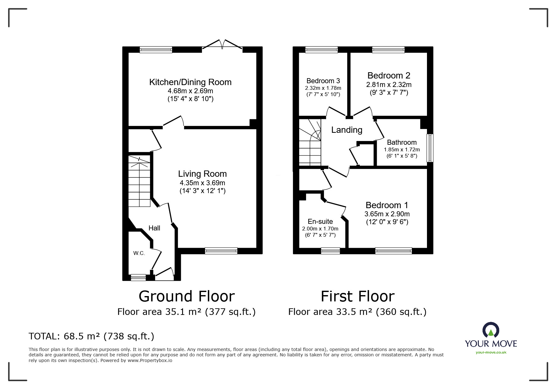 Floorplan of 3 bedroom Mid Terrace House for sale, Marsh Drive, Workington, Cumbria, CA14