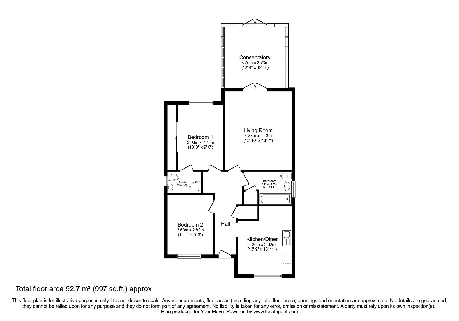 Floorplan of 2 bedroom Detached Bungalow for sale, Scholars Green, Distington, Cumbria, CA14