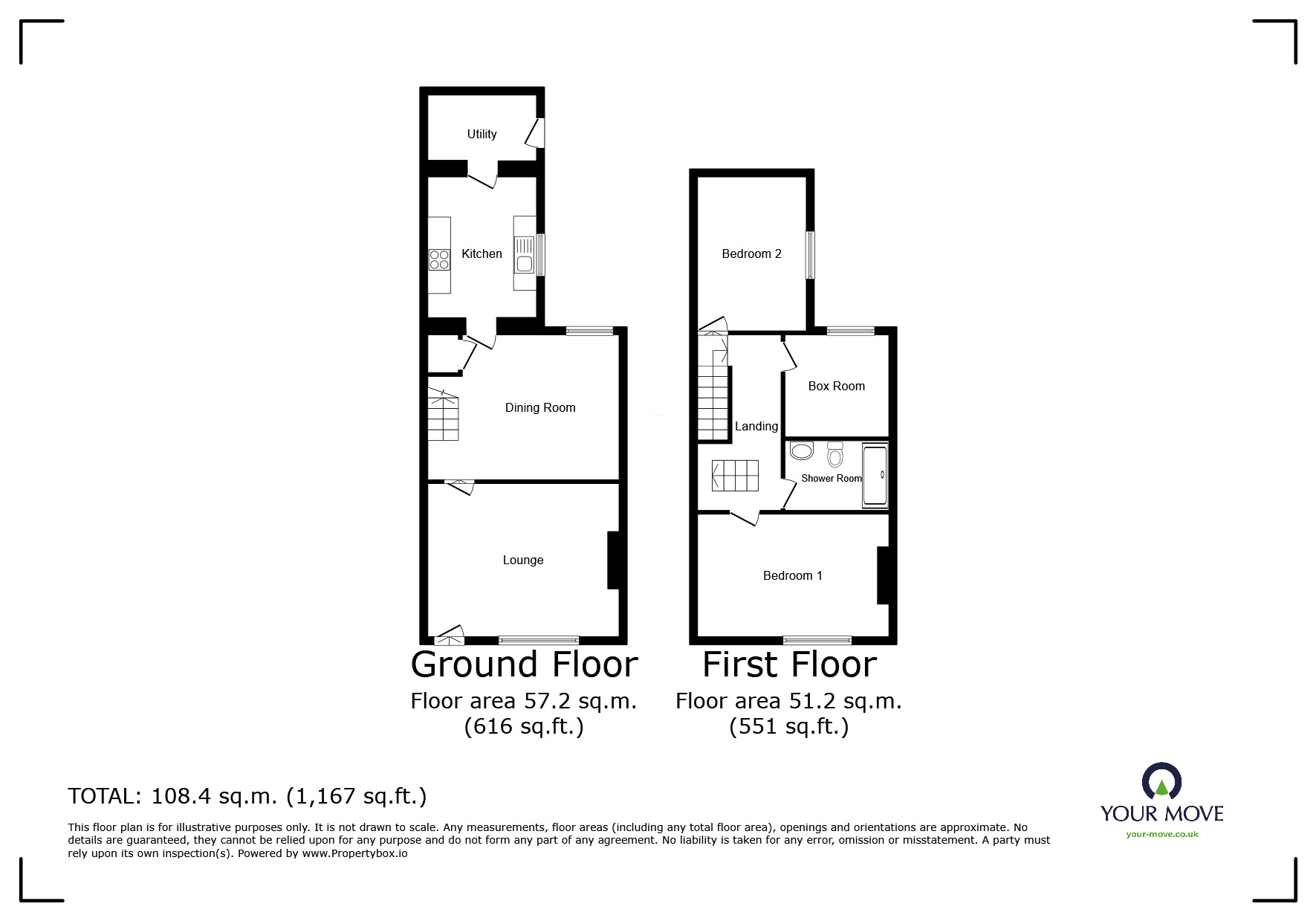 Floorplan of 2 bedroom Mid Terrace House for sale, Bowthorn Road, Cleator Moor, Cumbria, CA25