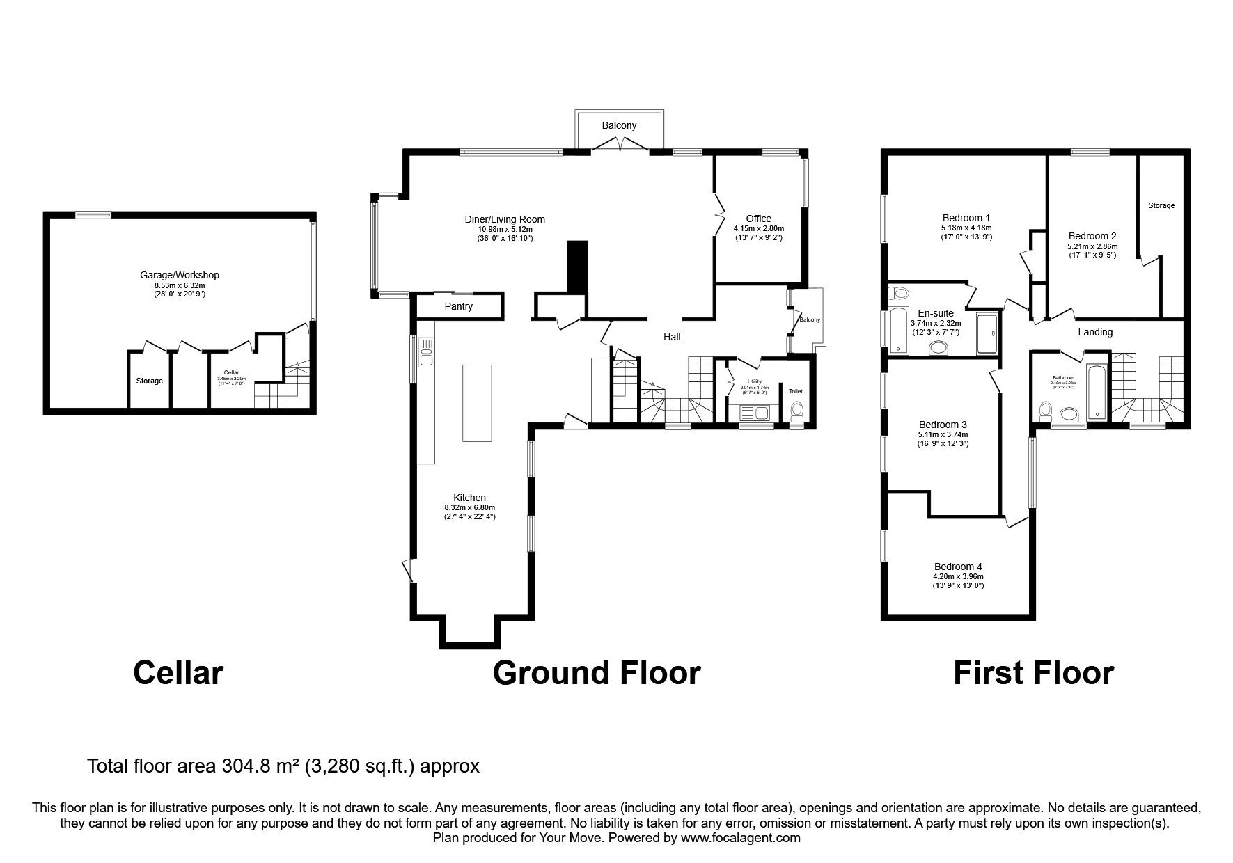 Floorplan of 4 bedroom Detached House for sale, Gosforth, Seascale, Cumbria, CA20