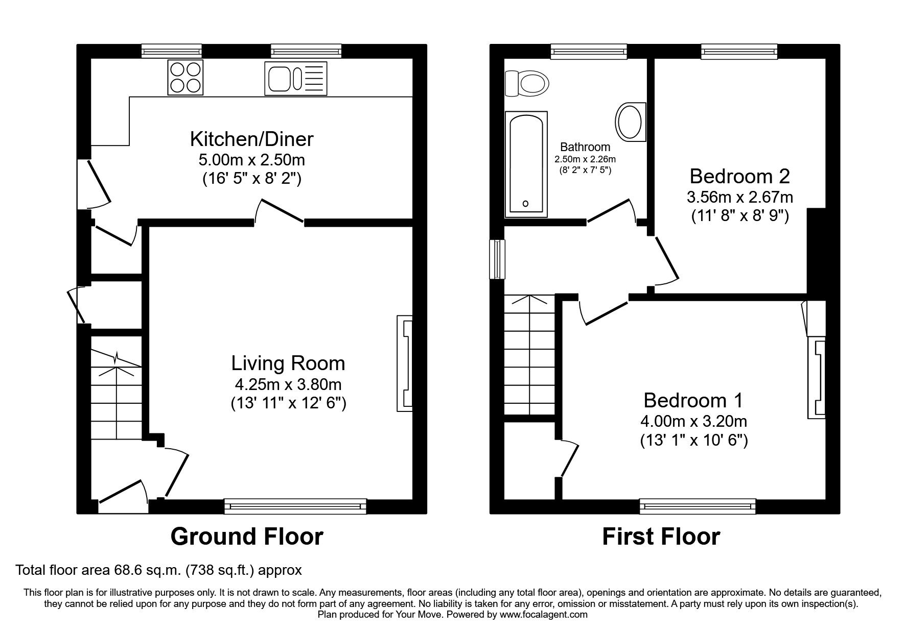 Floorplan of 2 bedroom Semi Detached House for sale, Cambridge Road, Cumbria, CA28