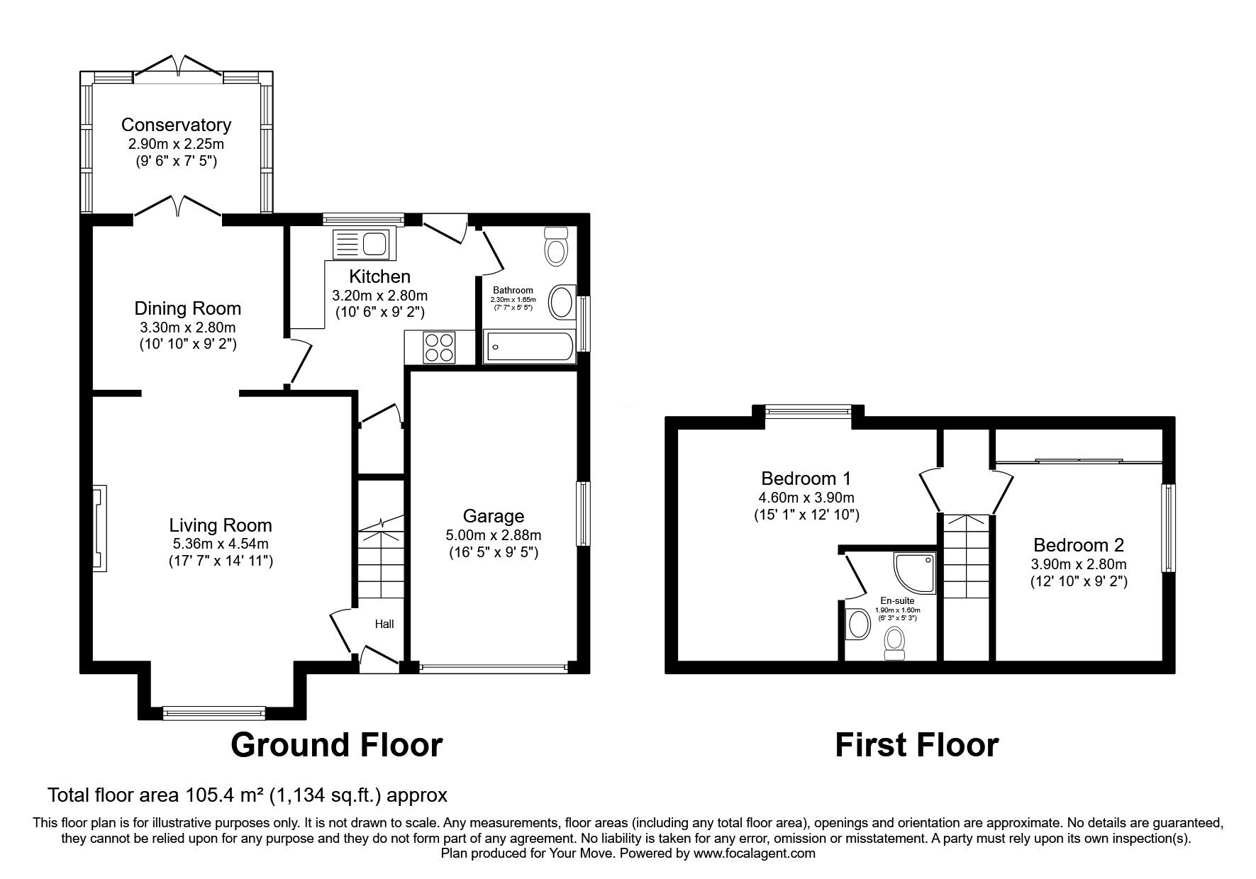 Floorplan of 2 bedroom Detached Bungalow for sale, Millers Walk, Cleator, Cumbria, CA23