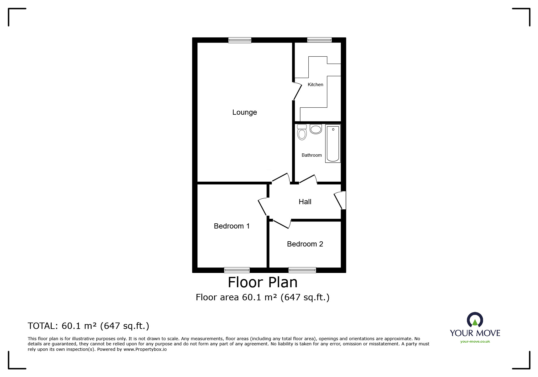 Floorplan of 2 bedroom  Flat for sale, Queen Street, Whitehaven, Cumbria, CA28