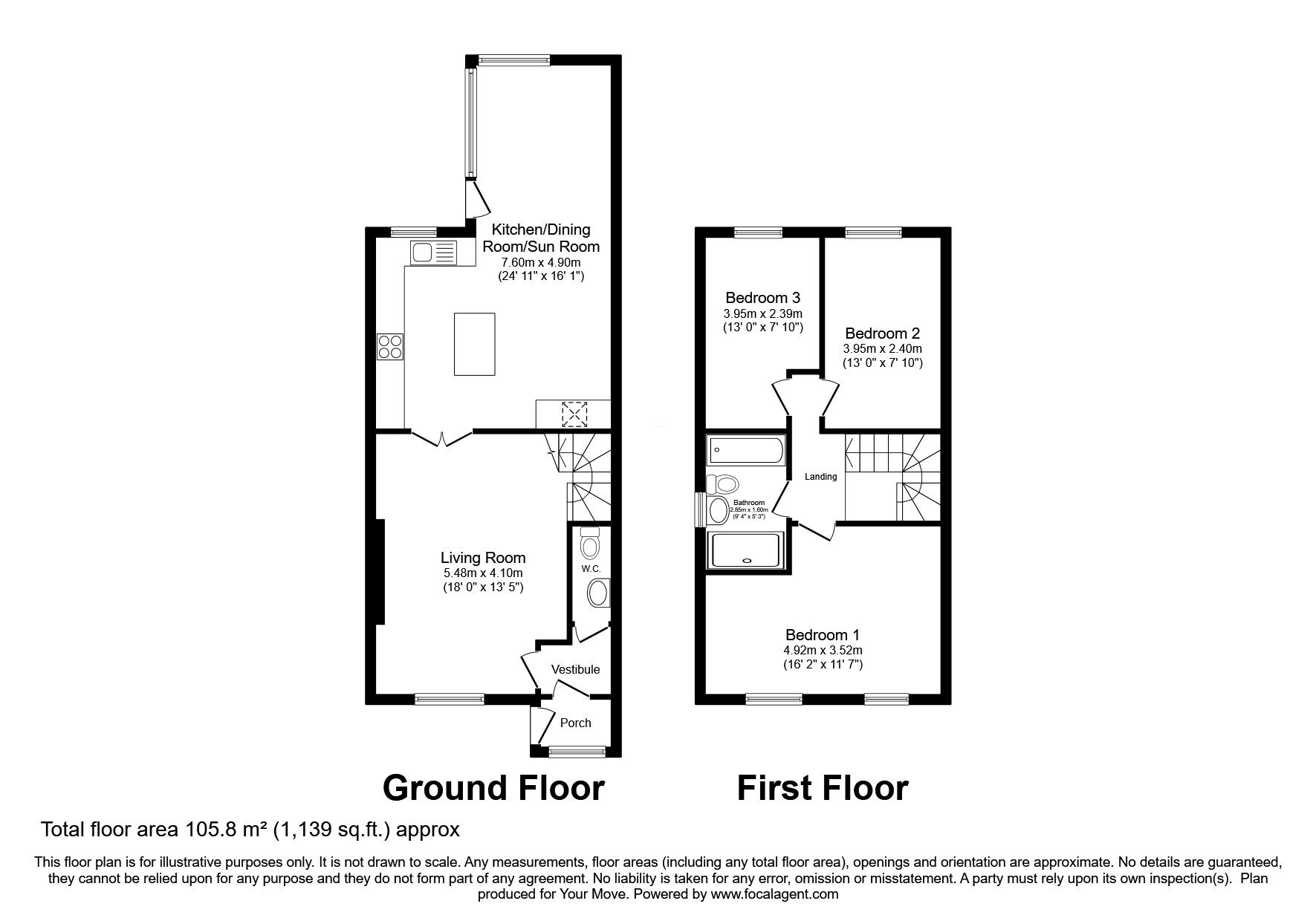 Floorplan of 3 bedroom Semi Detached House for sale, Jollows Close, Whitehaven, Cumbria, CA28