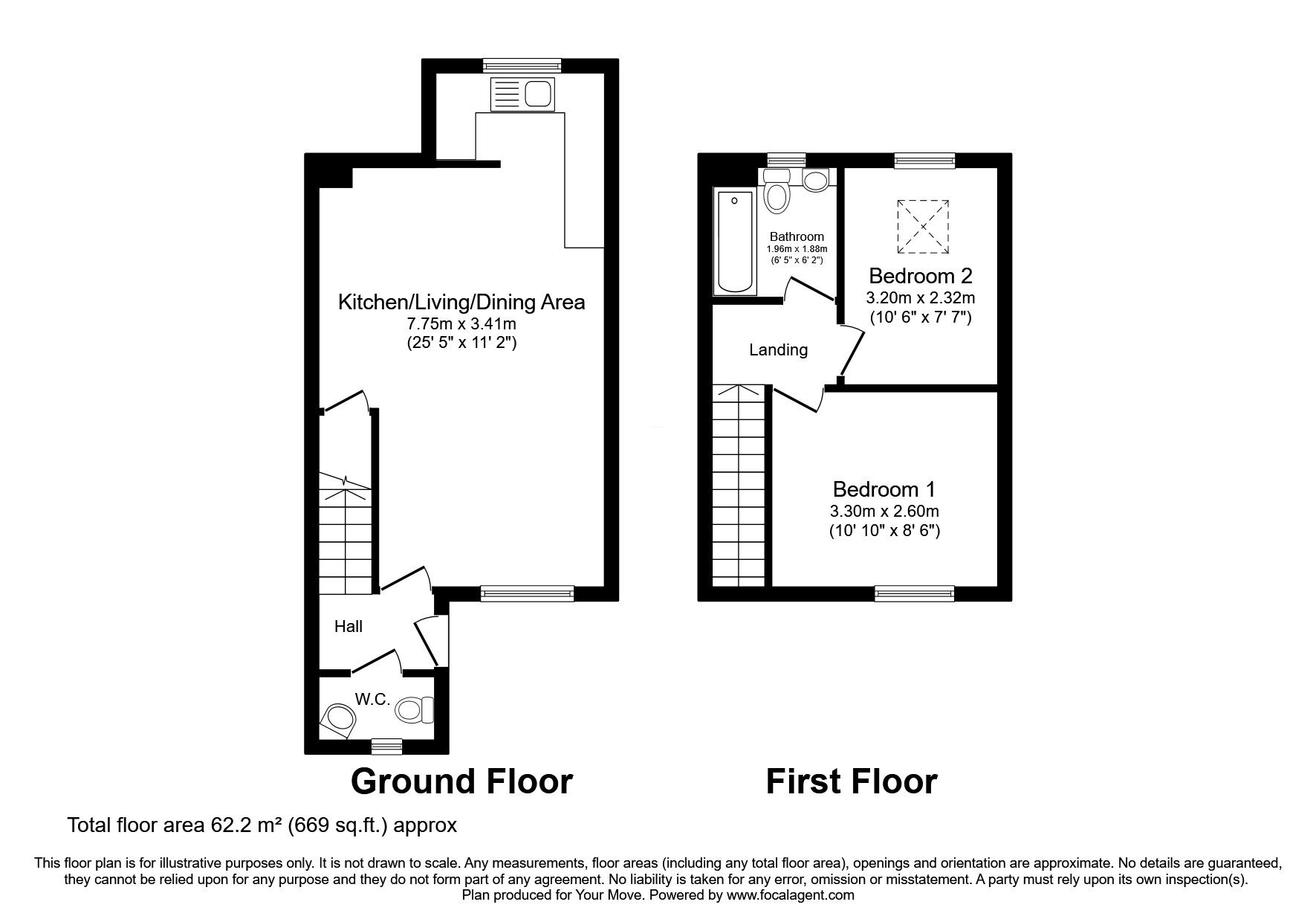 Floorplan of 2 bedroom Mid Terrace House for sale, Seacote Gardens, St. Bees, Cumbria, CA27