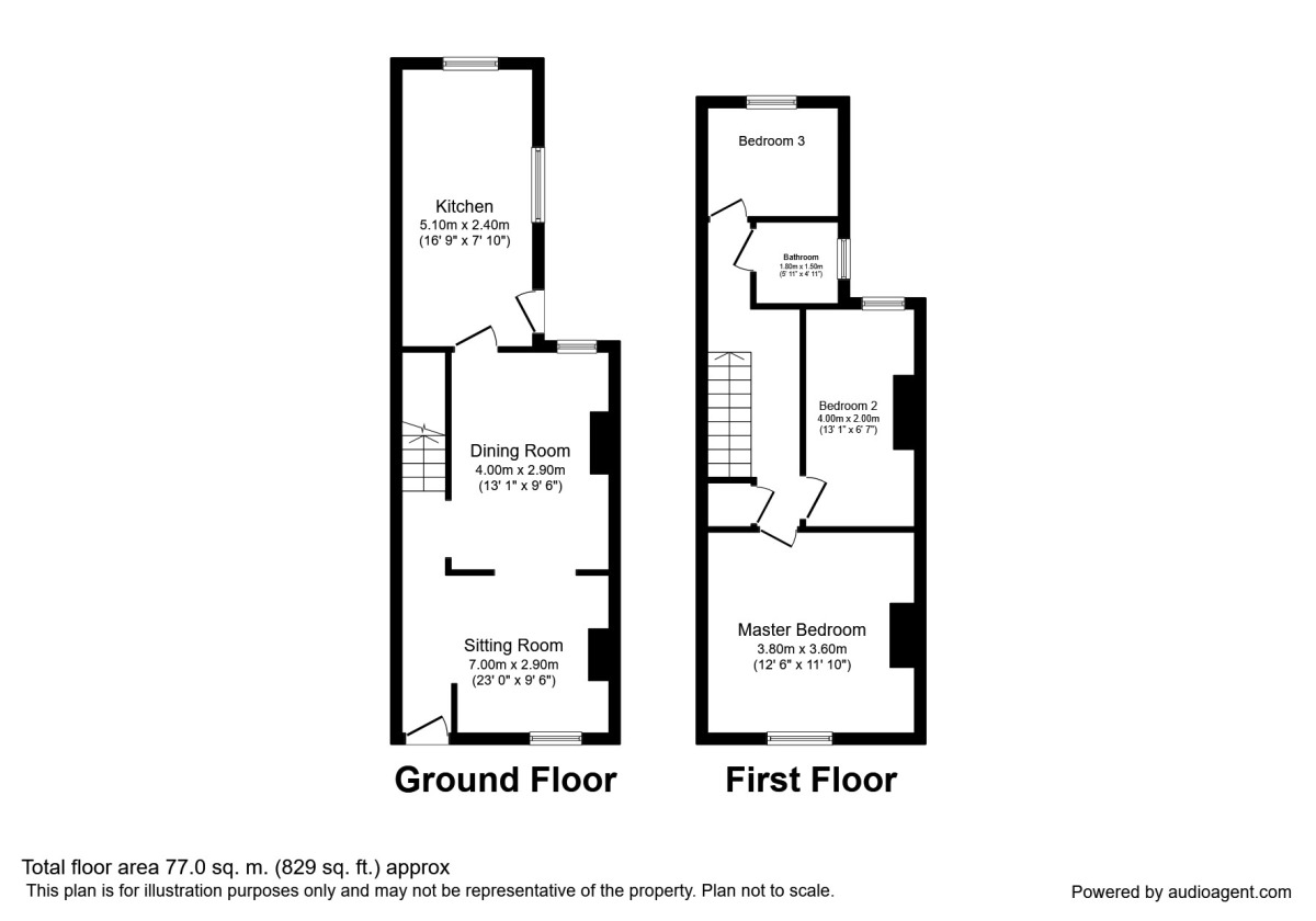 Floorplan of 3 bedroom Mid Terrace House to rent, Bowthorn Road, Cleator Moor, Cumbria, CA25