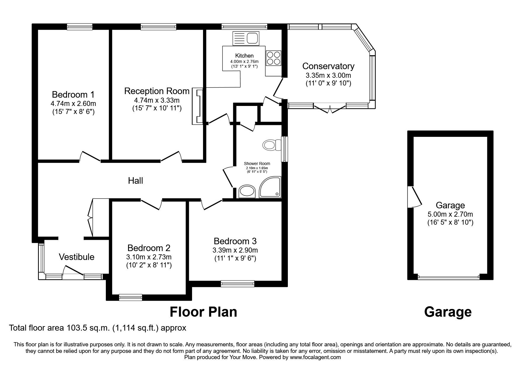 Floorplan of 3 bedroom Detached Bungalow for sale, Acorn Bank, Cleator, Cumbria, CA23