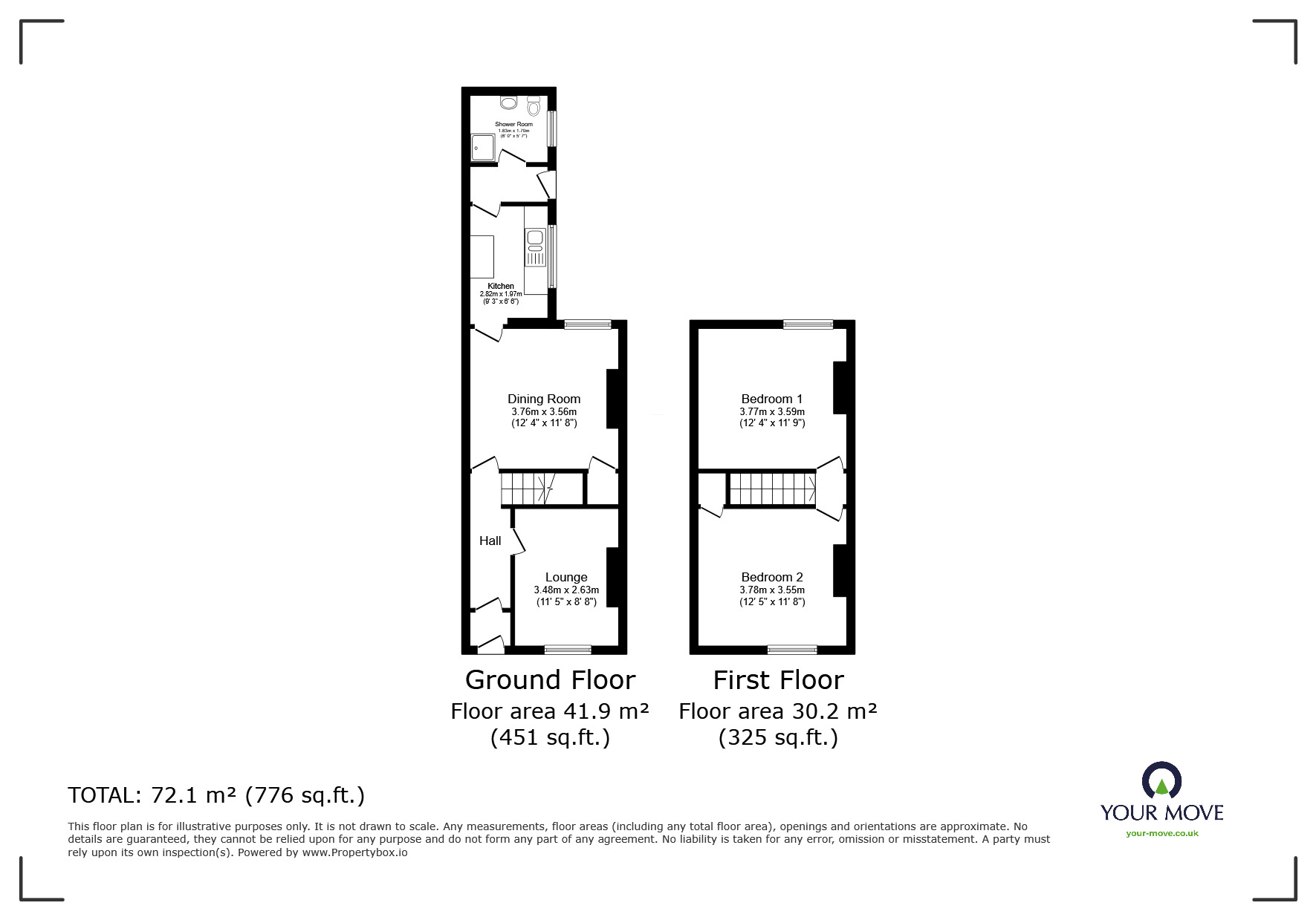 Floorplan of 2 bedroom Mid Terrace House to rent, Brown Street, Workington, Cumbria, CA14