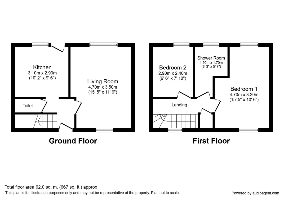 Floorplan of 2 bedroom End Terrace House to rent, Old Arrowthwaite, Whitehaven, Cumbria, CA28