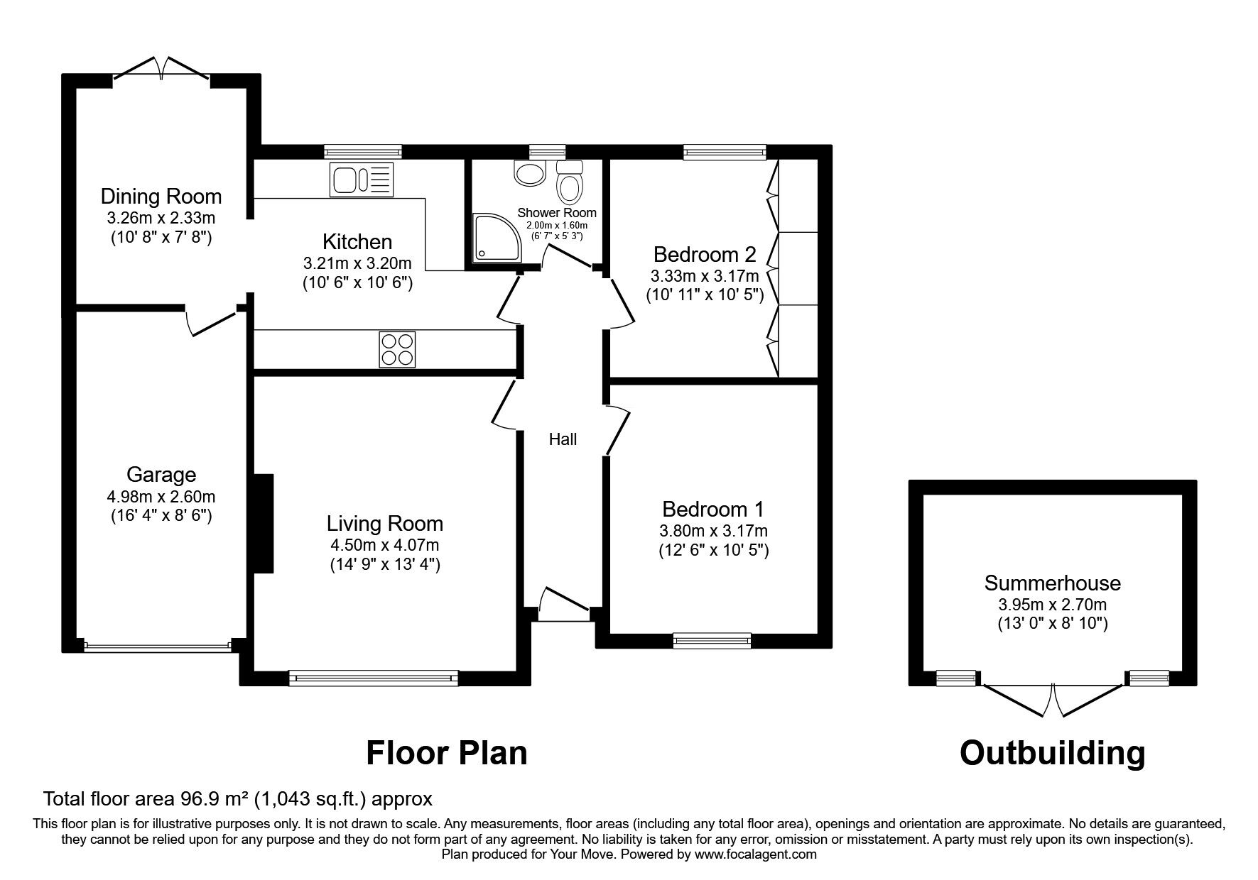 Floorplan of 2 bedroom Semi Detached Bungalow for sale, Seadown Drive, High Harrington, Cumbria, CA14