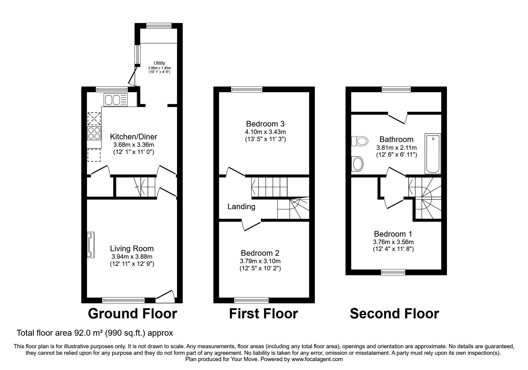 Floorplan of 3 bedroom Mid Terrace House for sale, Moresby Parks Road, Moresby Parks, Cumbria, CA28