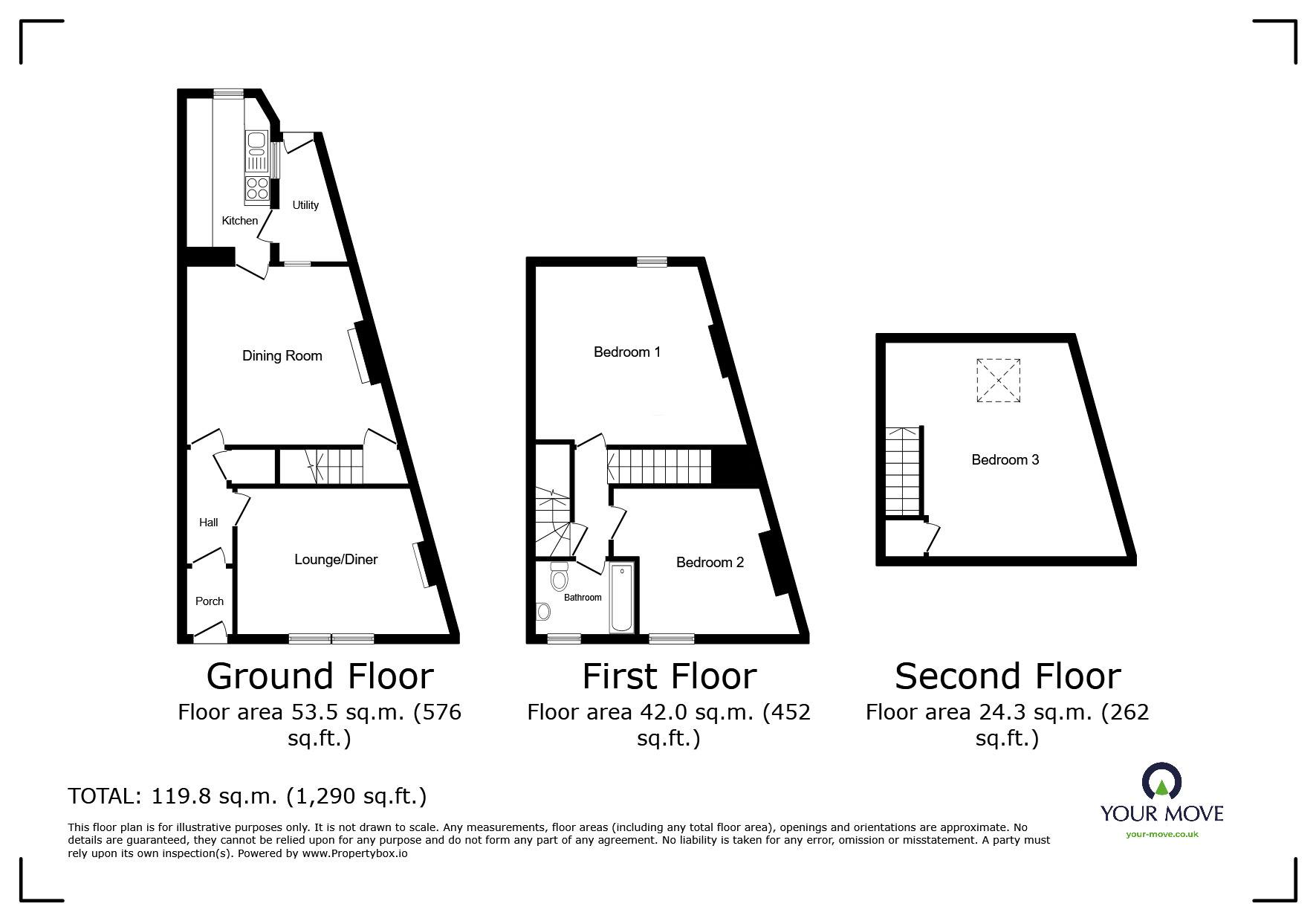 Floorplan of 3 bedroom End Terrace House to rent, Salisbury Street, Workington, Cumbria, CA14