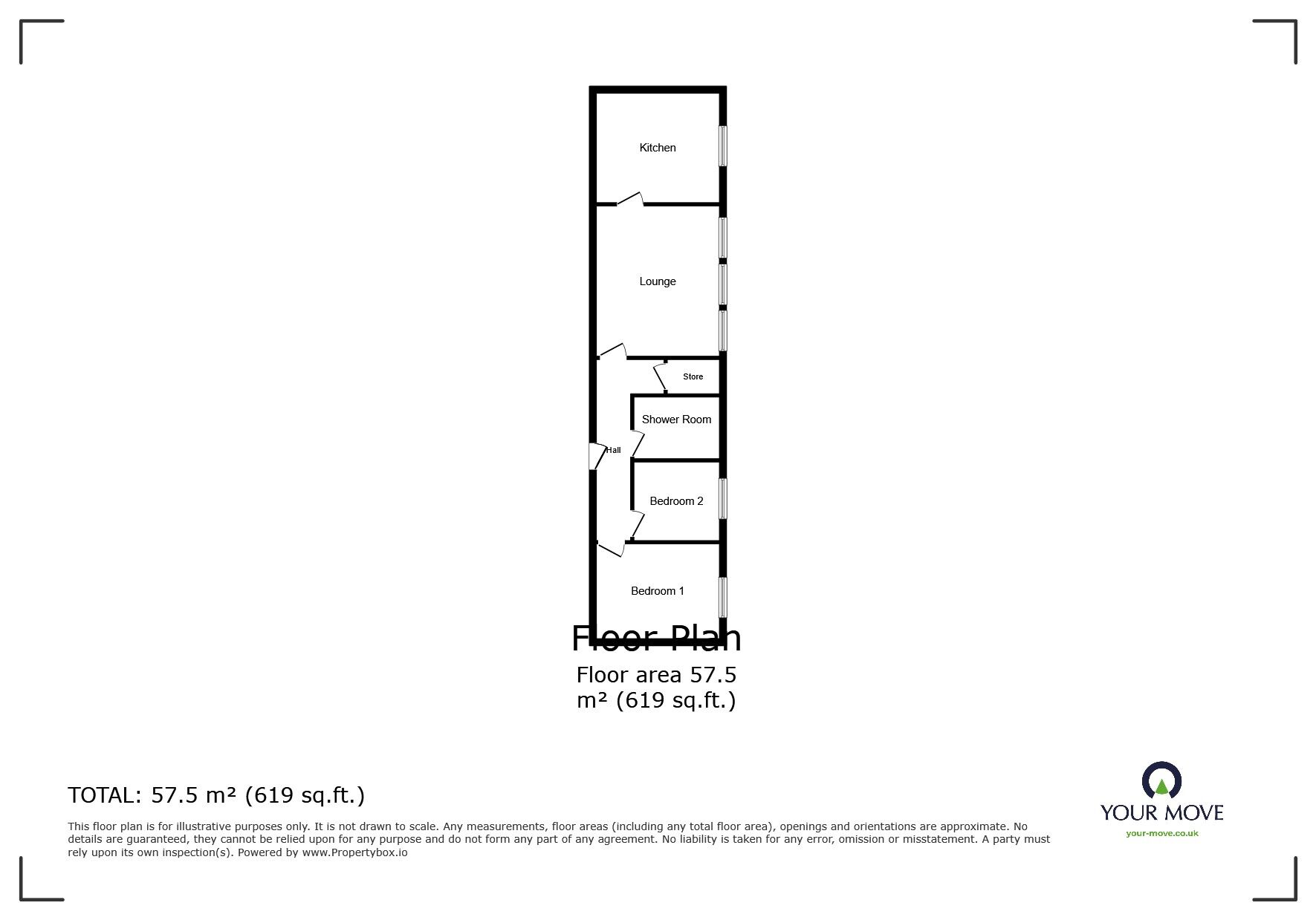 Floorplan of 2 bedroom  Flat for sale, Flatt Walks, Whitehaven, Cumbria, CA28