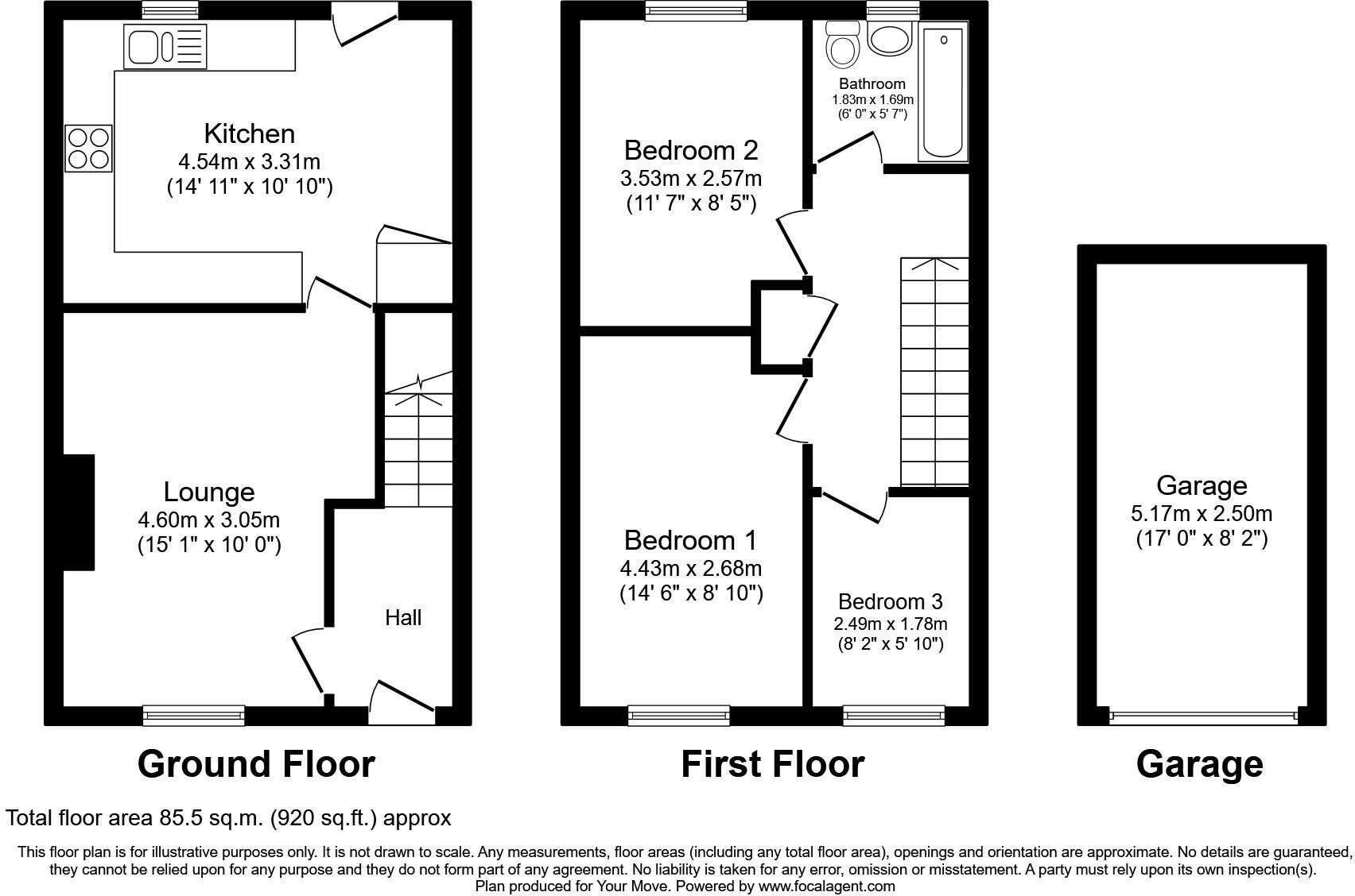 Floorplan of 3 bedroom Semi Detached House to rent, Winchester Drive, Whitehaven, Cumbria, CA28