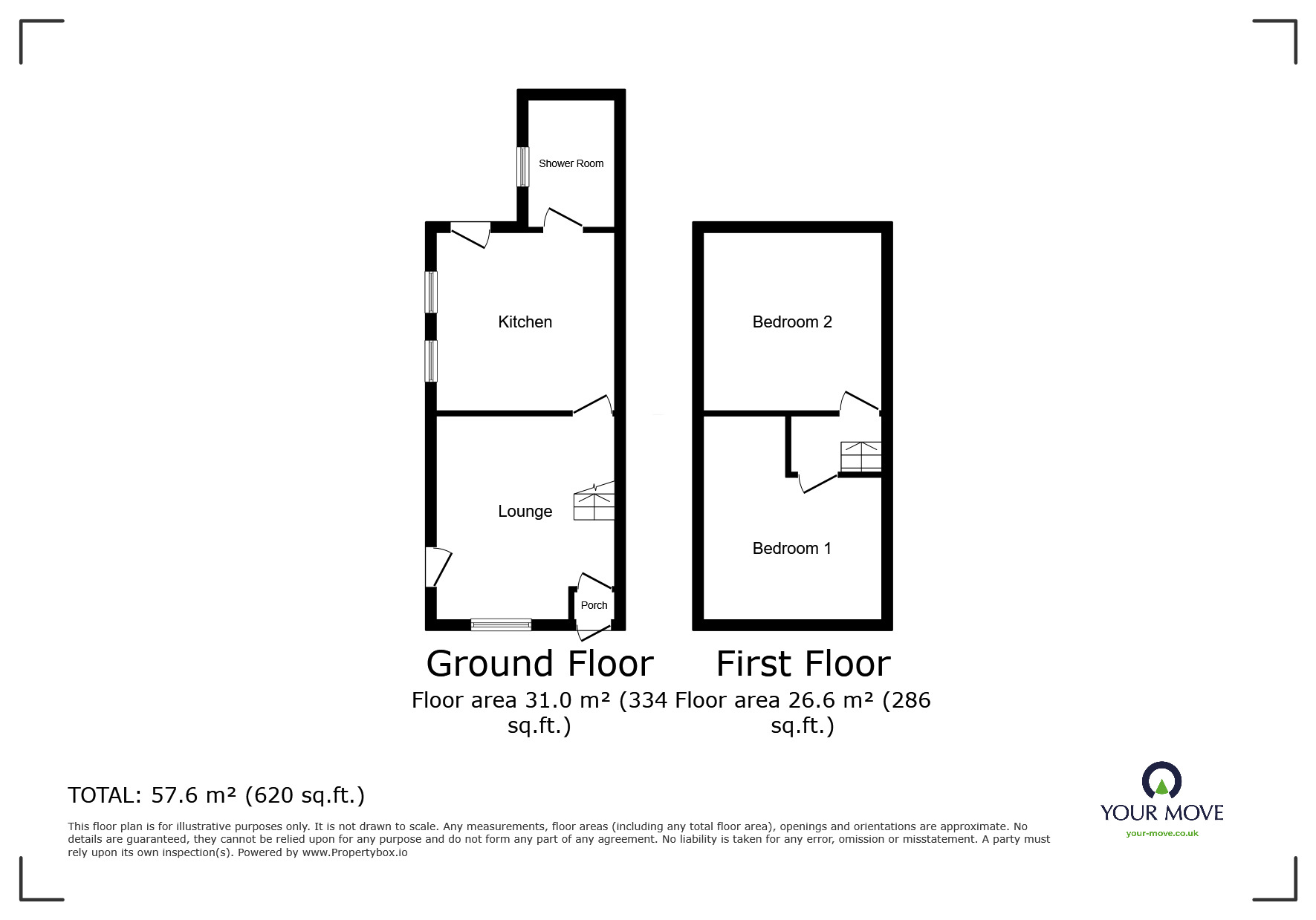 Floorplan of 2 bedroom Detached House for sale, Inkerman Terrace, Whitehaven, Cumbria, CA28