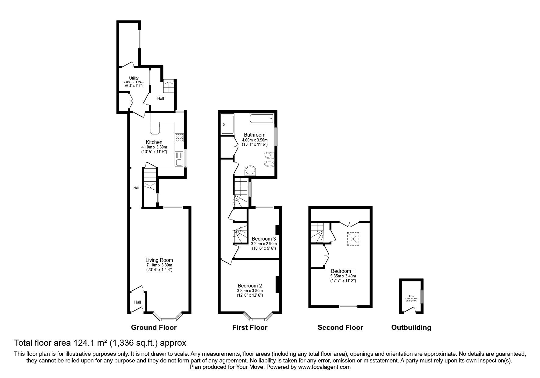 Floorplan of 3 bedroom Mid Terrace House for sale, Springfield Road, Bigrigg, Cumbria, CA22