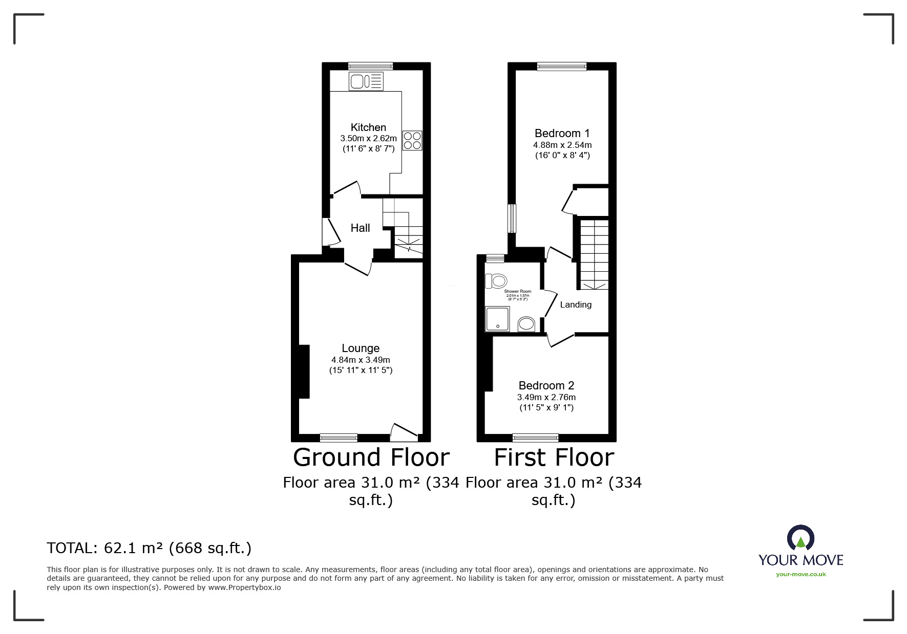 Floorplan of 2 bedroom Mid Terrace House for sale, Keekle Terrace, Cleator Moor, Cumbria, CA25