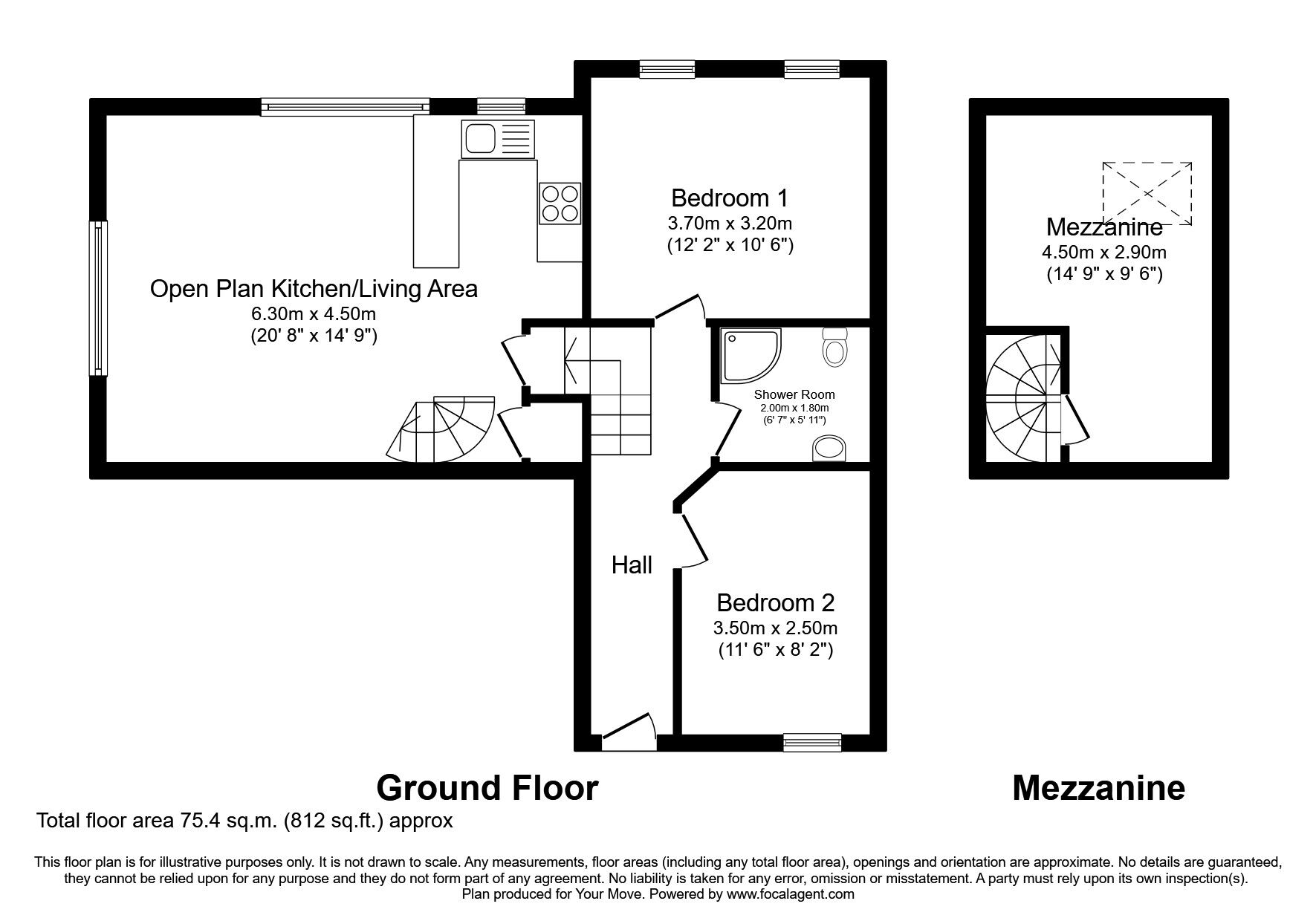 Floorplan of 2 bedroom  Flat to rent, Charlotte Court, Wigton, CA7