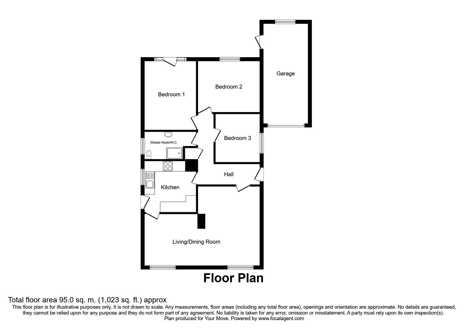 Floorplan of 3 bedroom Detached Bungalow for sale, Moricambe Park, Skinburness, Cumbria, CA7