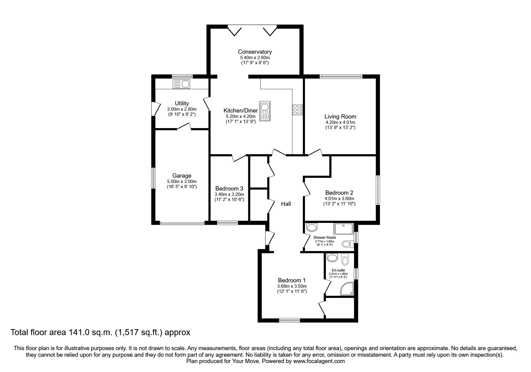 Floorplan of 3 bedroom Detached Bungalow for sale, Blencogo, Wigton, Cumbria, CA7