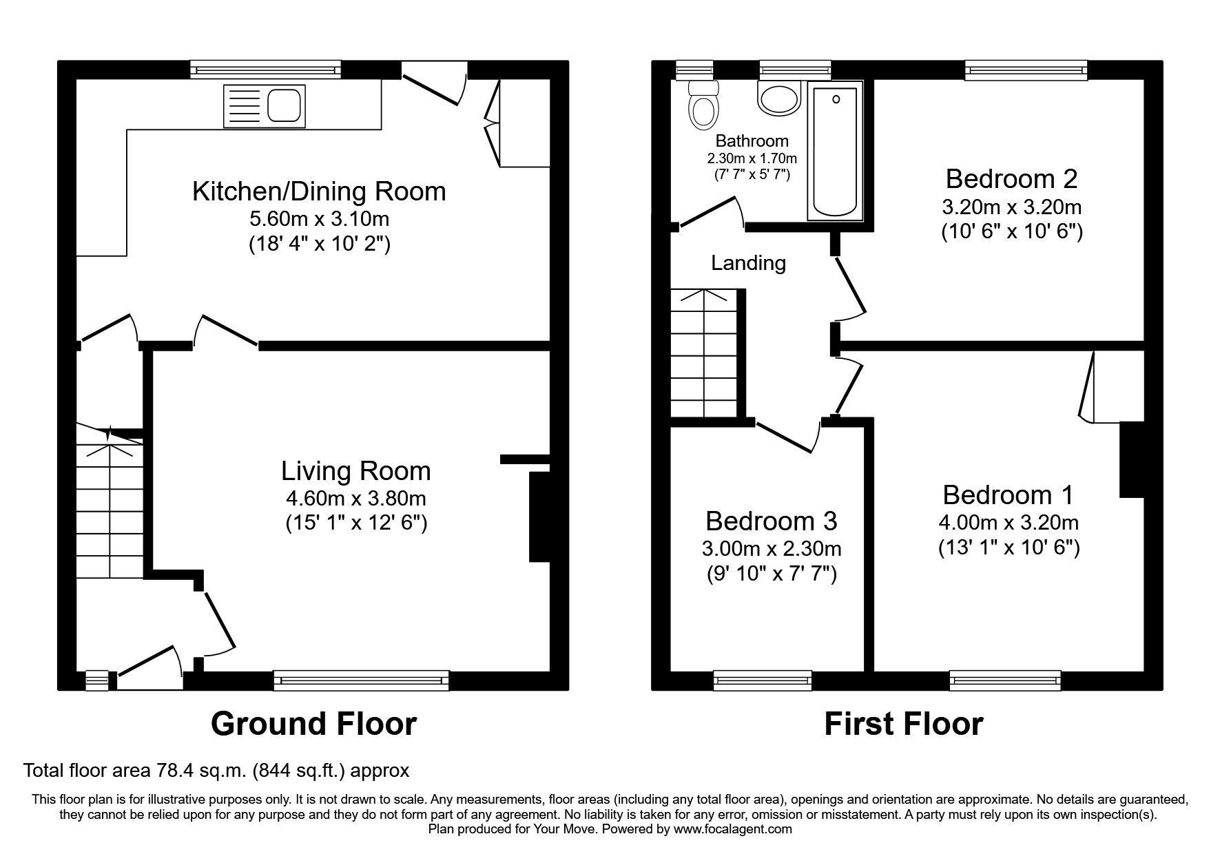 Floorplan of 3 bedroom End Terrace House to rent, Meadow Road, Wigton, Cumbria, CA7