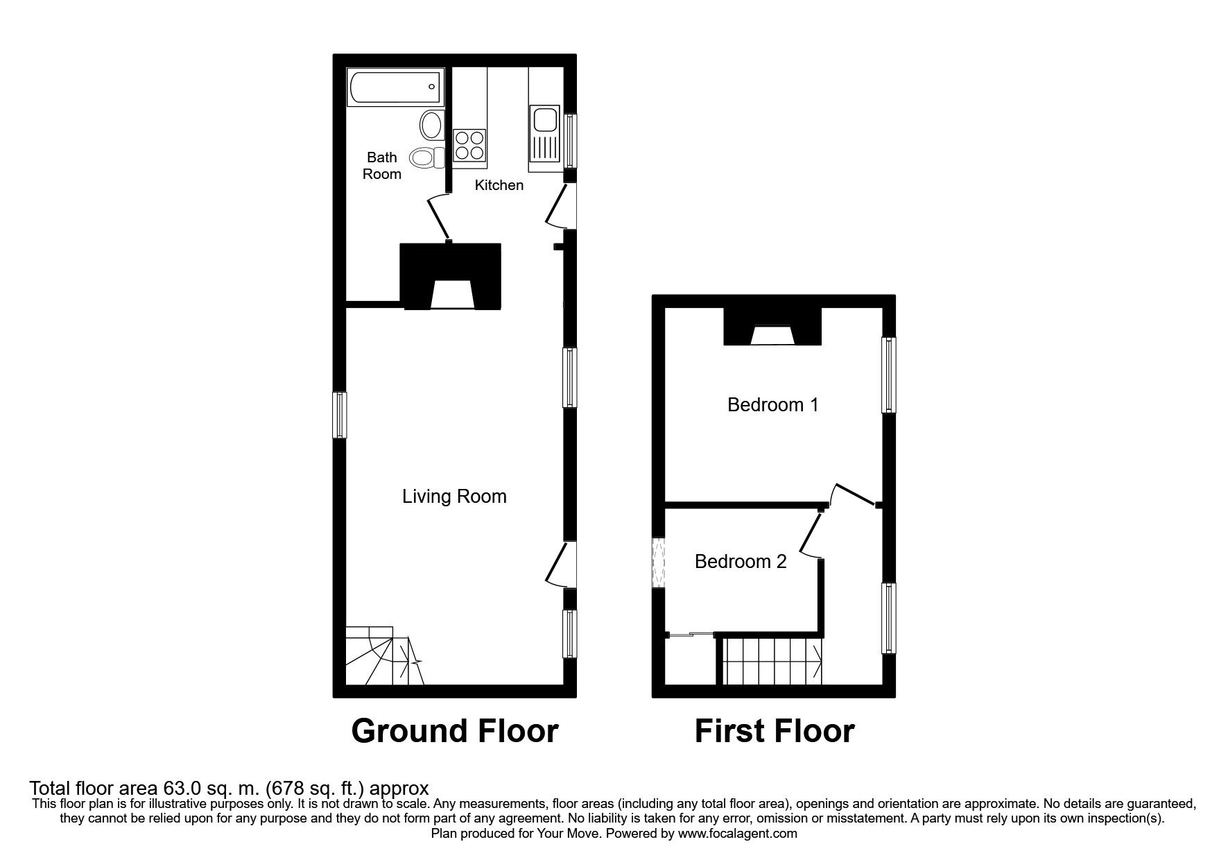 Floorplan of 2 bedroom Mid Terrace House for sale, Station Road, Wigton, CA7