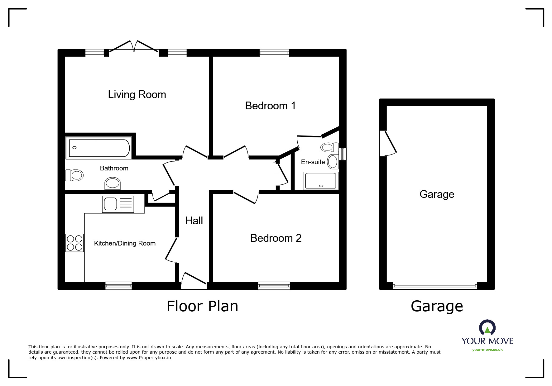 Floorplan of 2 bedroom Semi Detached Bungalow for sale, Greenrow Meadows, Silloth, Wigton, CA7