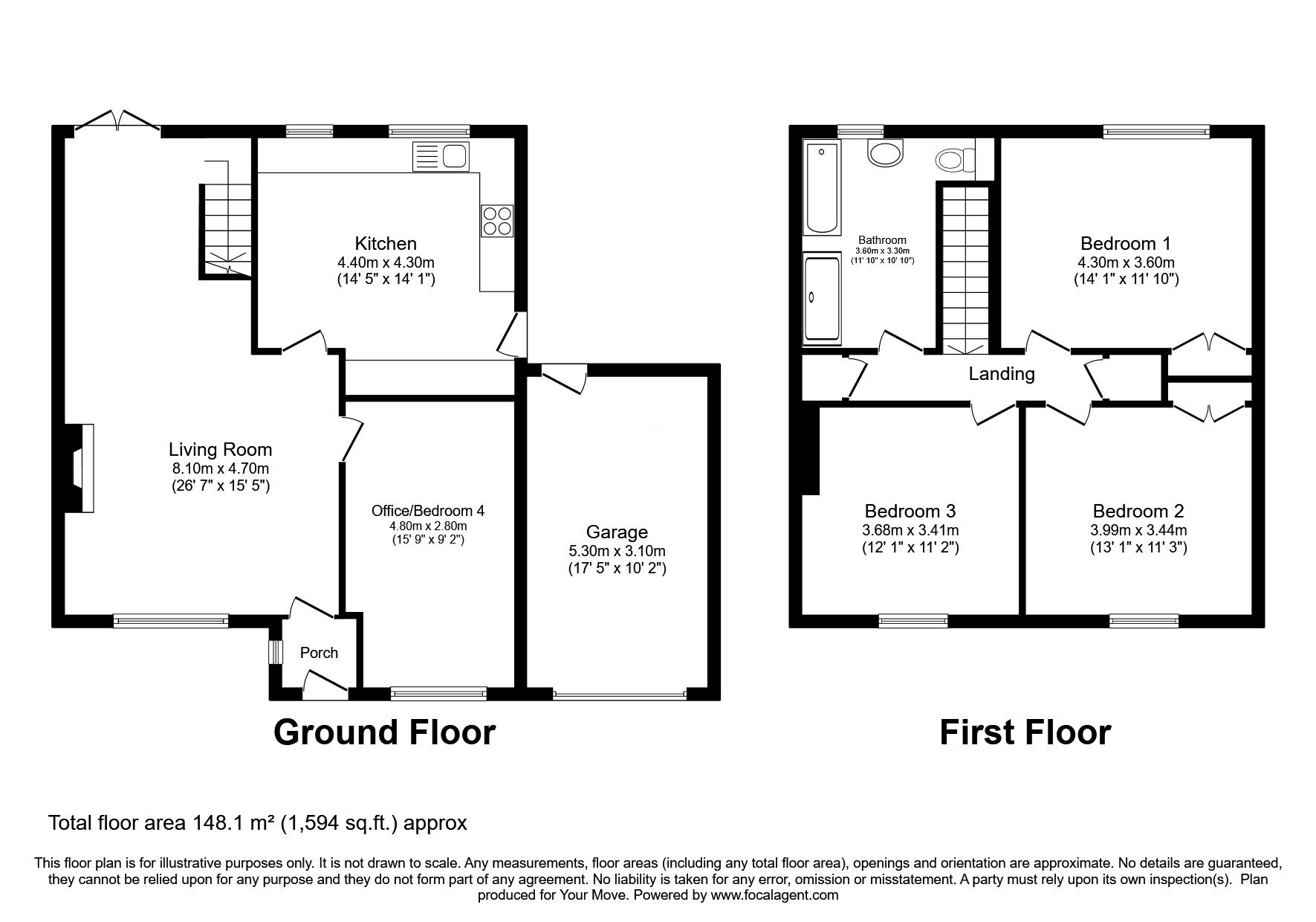 Floorplan of 3 bedroom Detached House for sale, Oughterside, Wigton, Cumbria, CA7