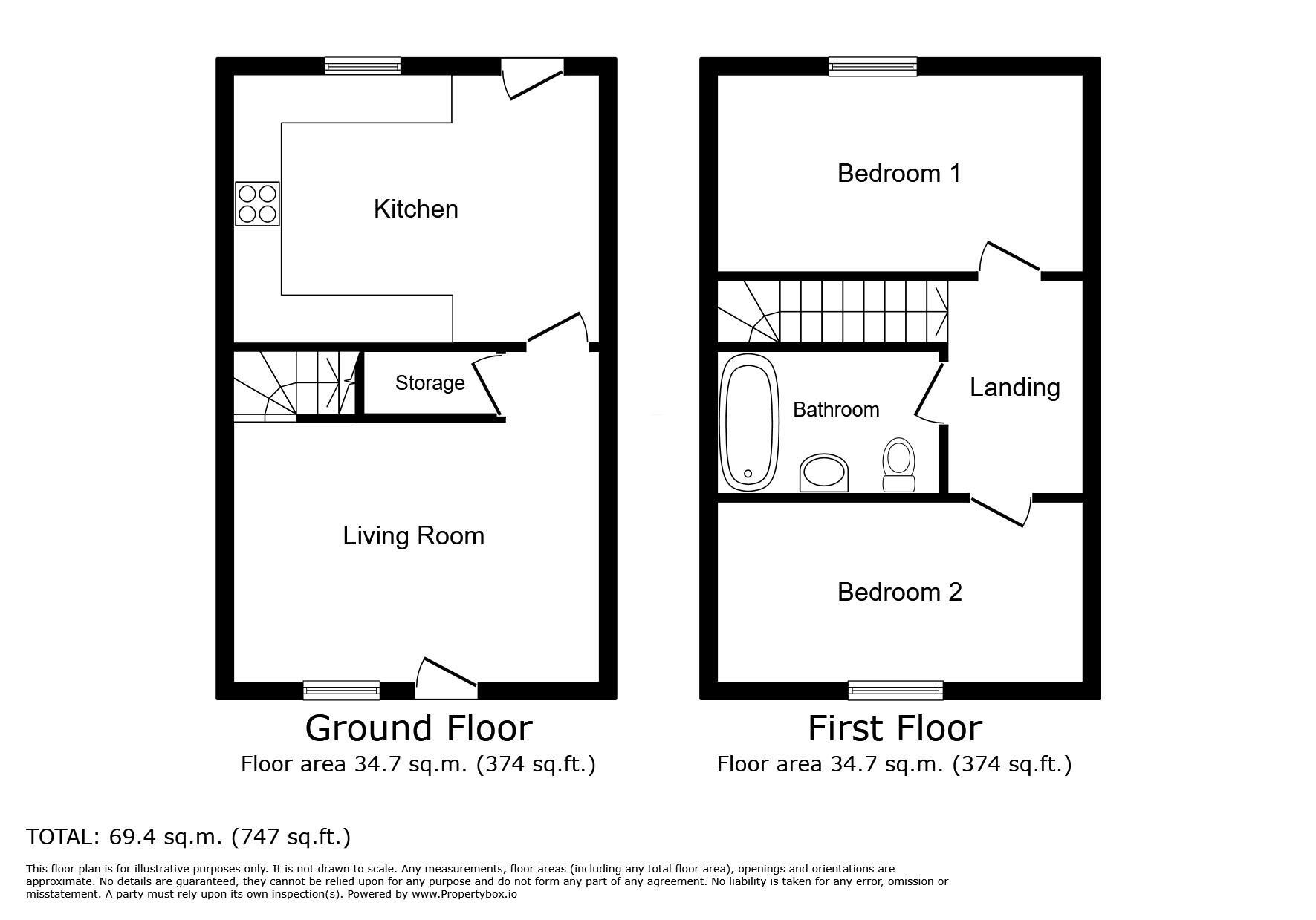 Floorplan of 2 bedroom Mid Terrace House for sale, King Street, Aspatria, Cumbria, CA7