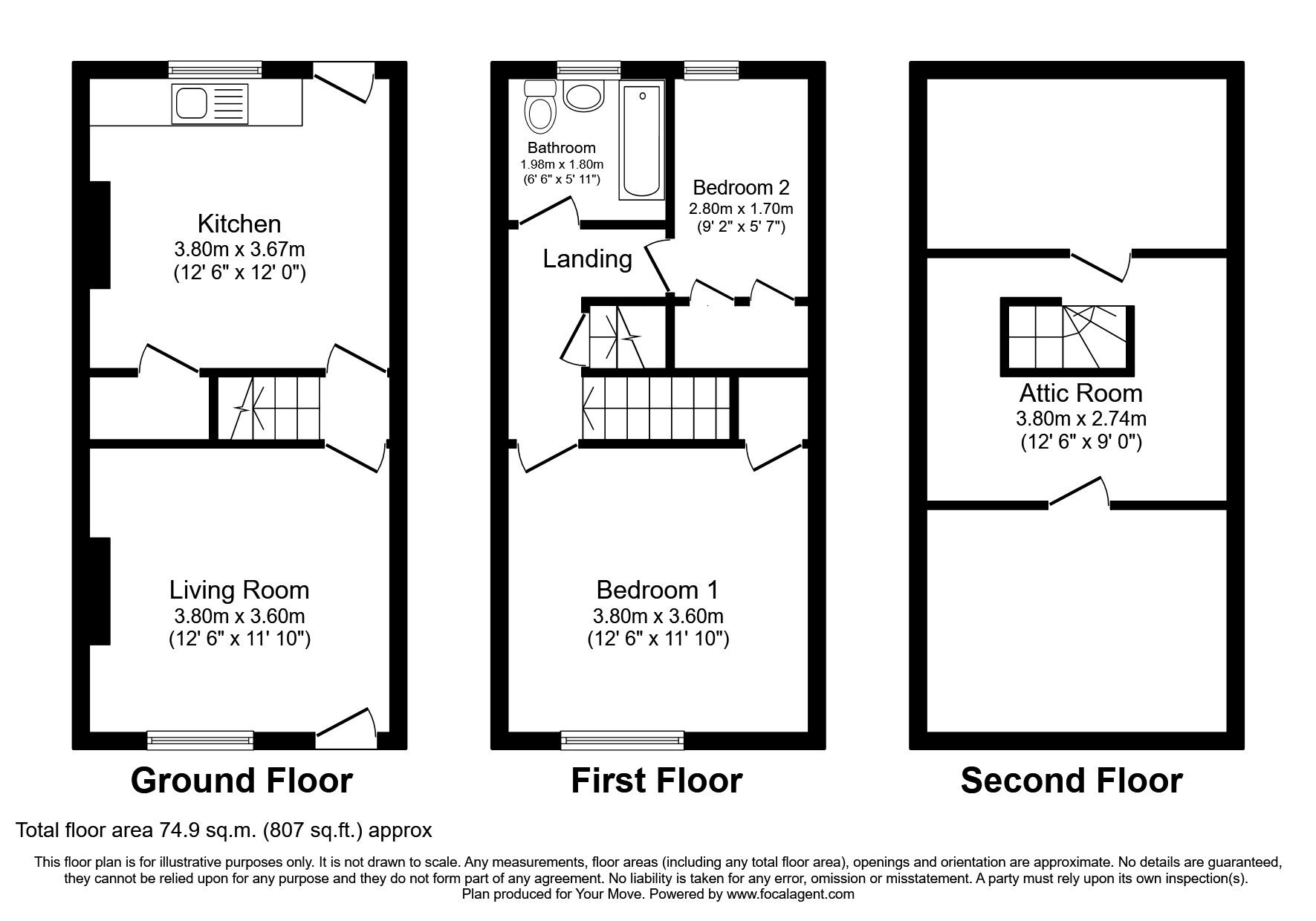 Floorplan of 2 bedroom Mid Terrace House for sale, Brough Street, Aspatria, Cumbria, CA7