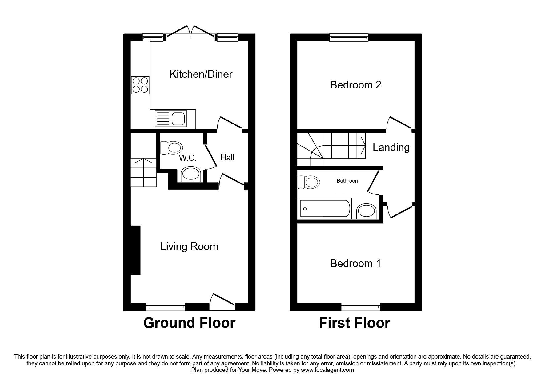 Floorplan of 2 bedroom End Terrace House for sale, Kirkland Fold, Wigton, Cumbria, CA7