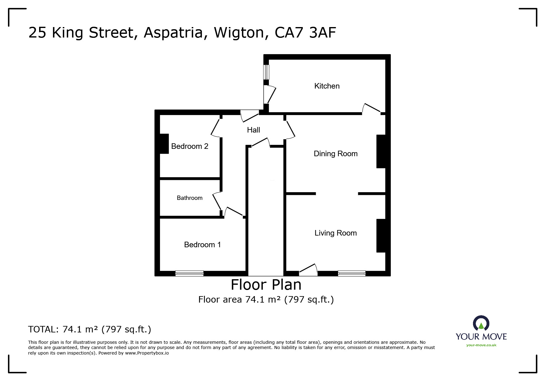 Floorplan of 2 bedroom Mid Terrace Flat for sale, King Street, Aspatria, Cumbria, CA7