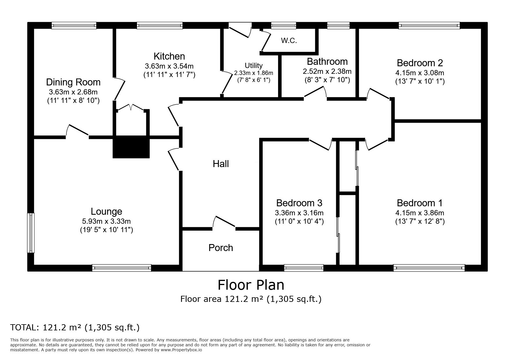 Floorplan of 3 bedroom Detached Bungalow to rent, Aughertree, Ireby, Cumbria, CA7