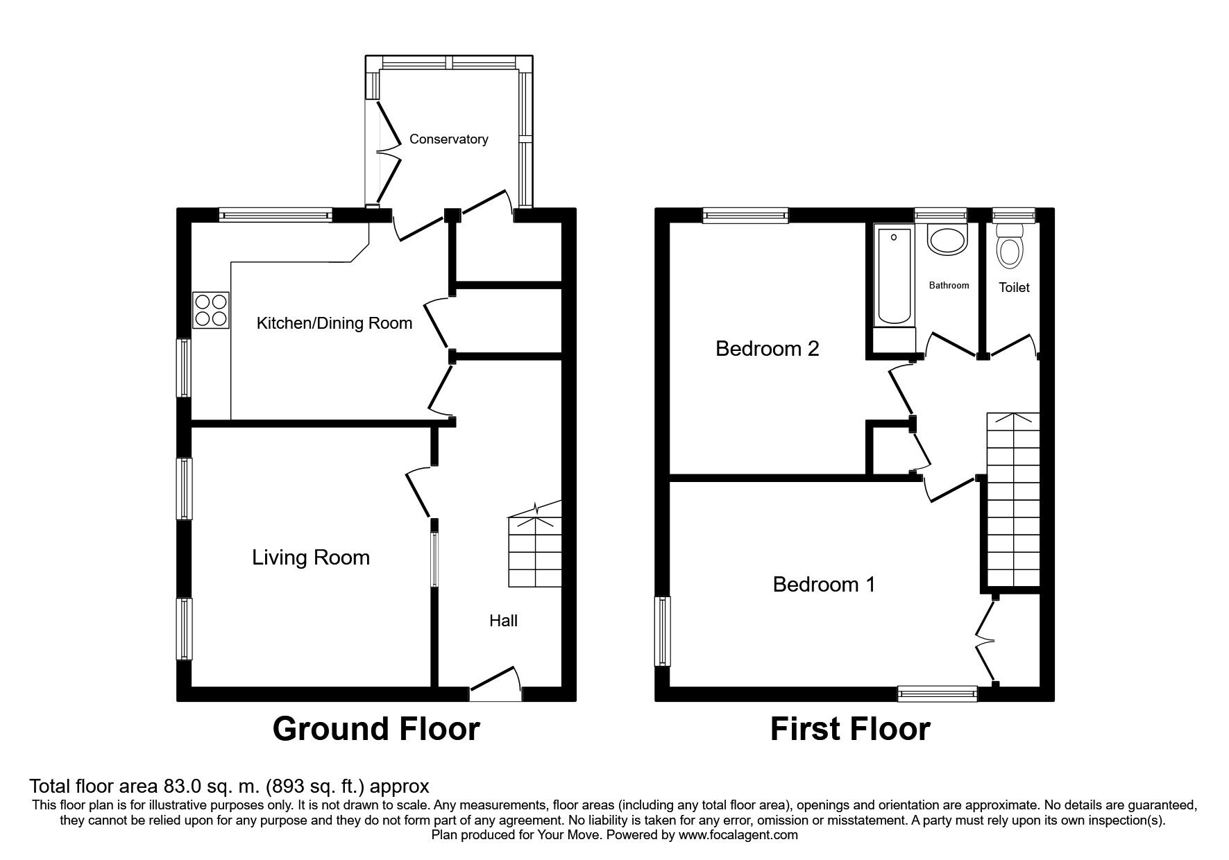 Floorplan of 2 bedroom Mid Terrace House for sale, Croft Court, Wigton, Cumbria, CA7