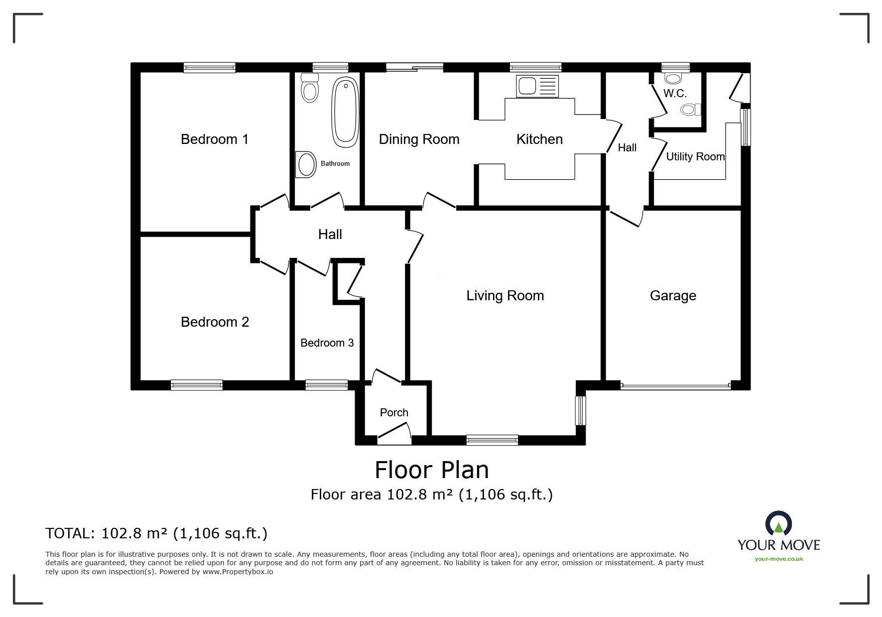 Floorplan of 3 bedroom Detached Bungalow for sale, Blencogo, Wigton, Cumbria, CA7