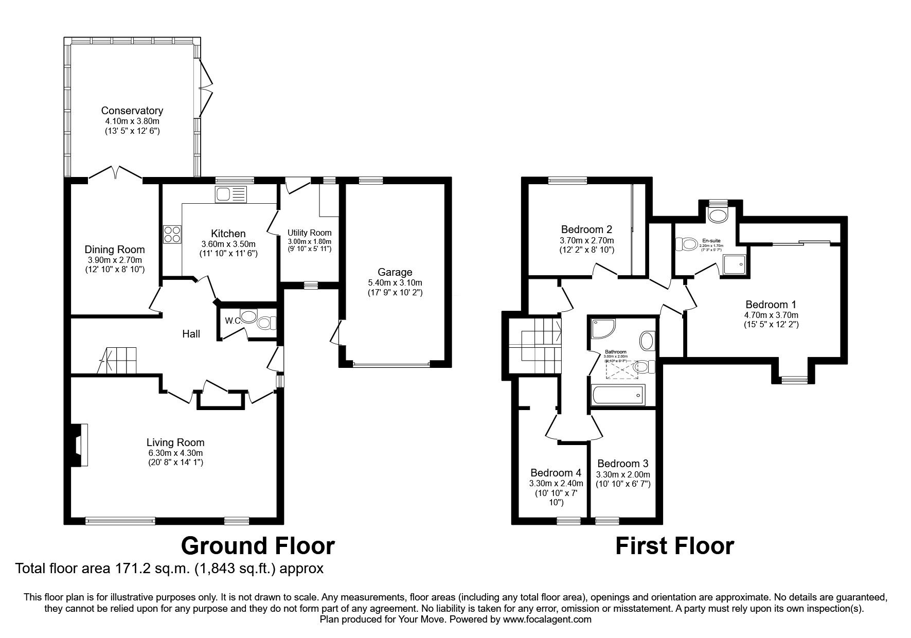 Floorplan of 4 bedroom Detached House for sale, South Bank Close, Wigton, Cumbria, CA7