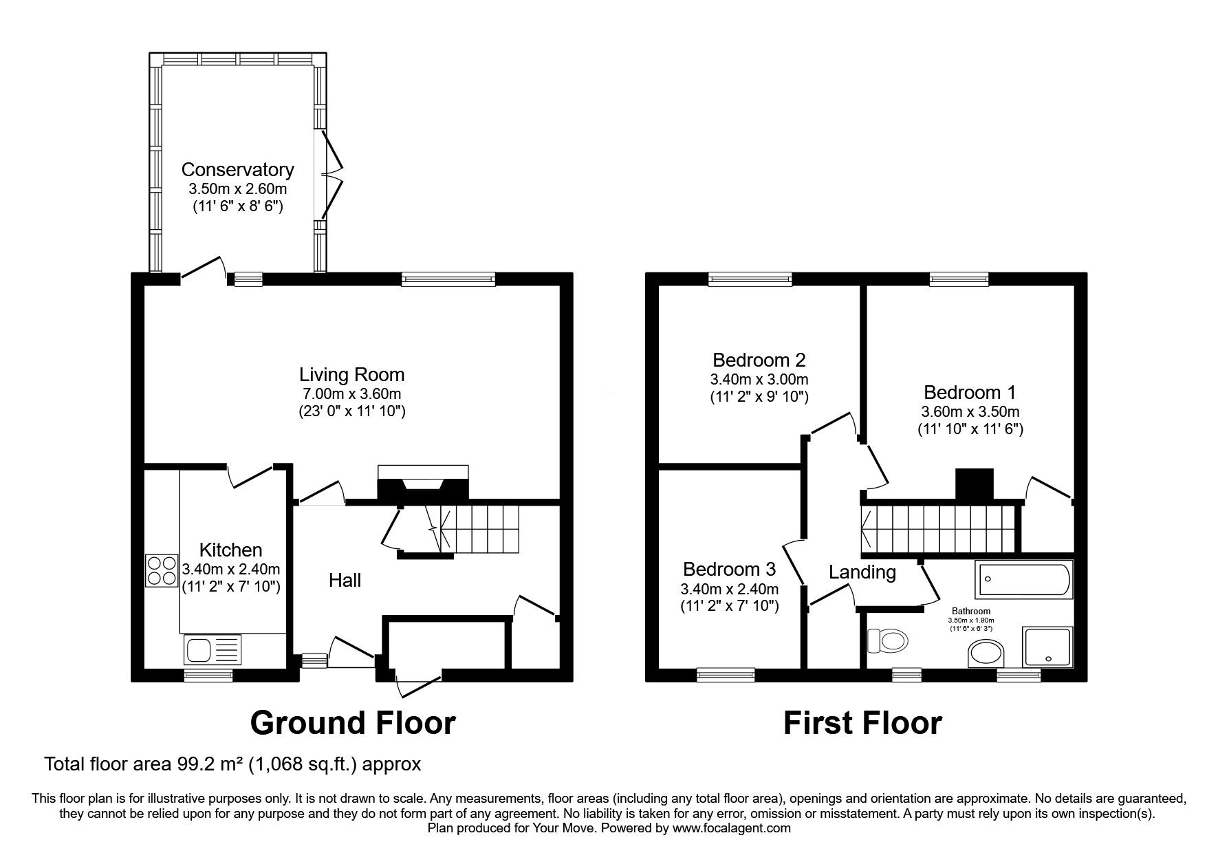 Floorplan of 3 bedroom Mid Terrace House for sale, West End Close, Oulton, Cumbria, CA7