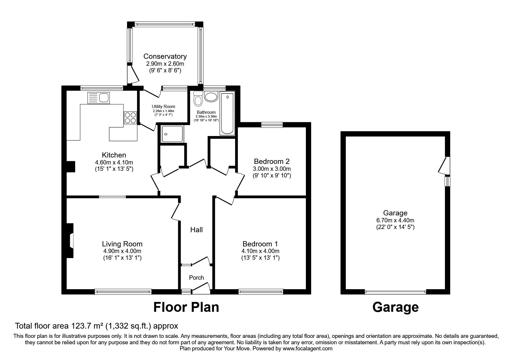 Floorplan of 2 bedroom Detached Bungalow for sale, Port Carlisle, Wigton, CA7