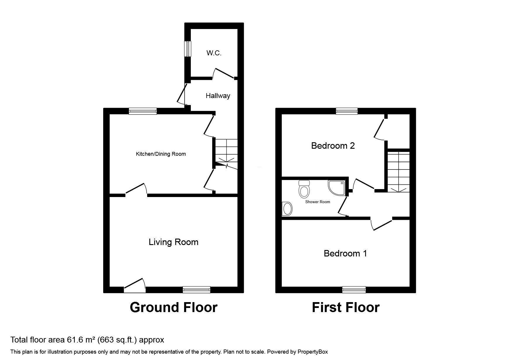 Floorplan of 2 bedroom Mid Terrace House for sale, South Street, Fletchertown, Cumbria, CA7