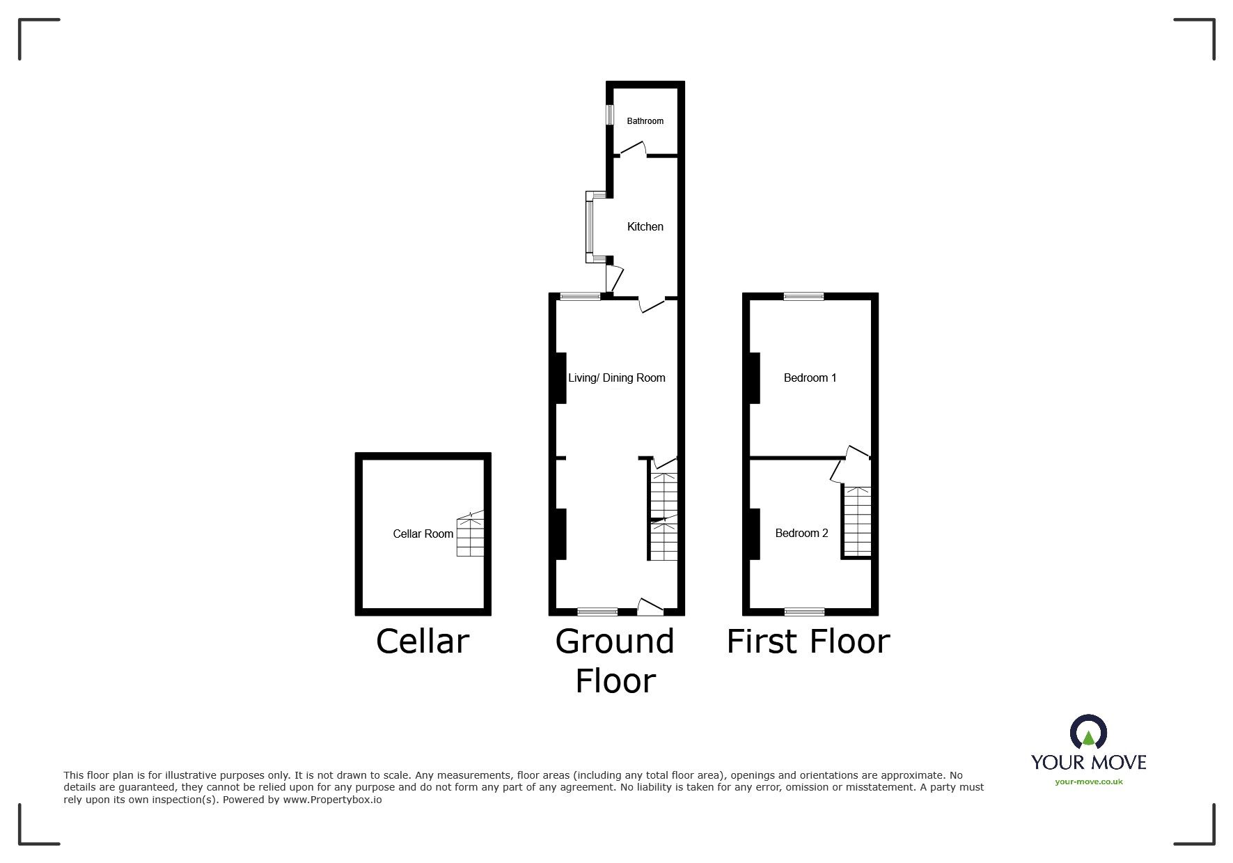 Floorplan of 2 bedroom Mid Terrace House for sale, Main Street, Abbeytown, Cumbria, CA7