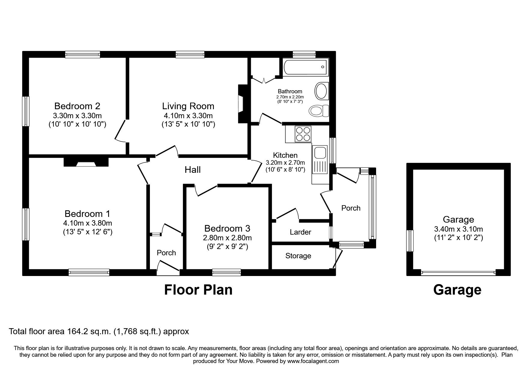 Floorplan of 3 bedroom Detached Bungalow to rent, Mealsgate, Wigton, Cumbria, CA7