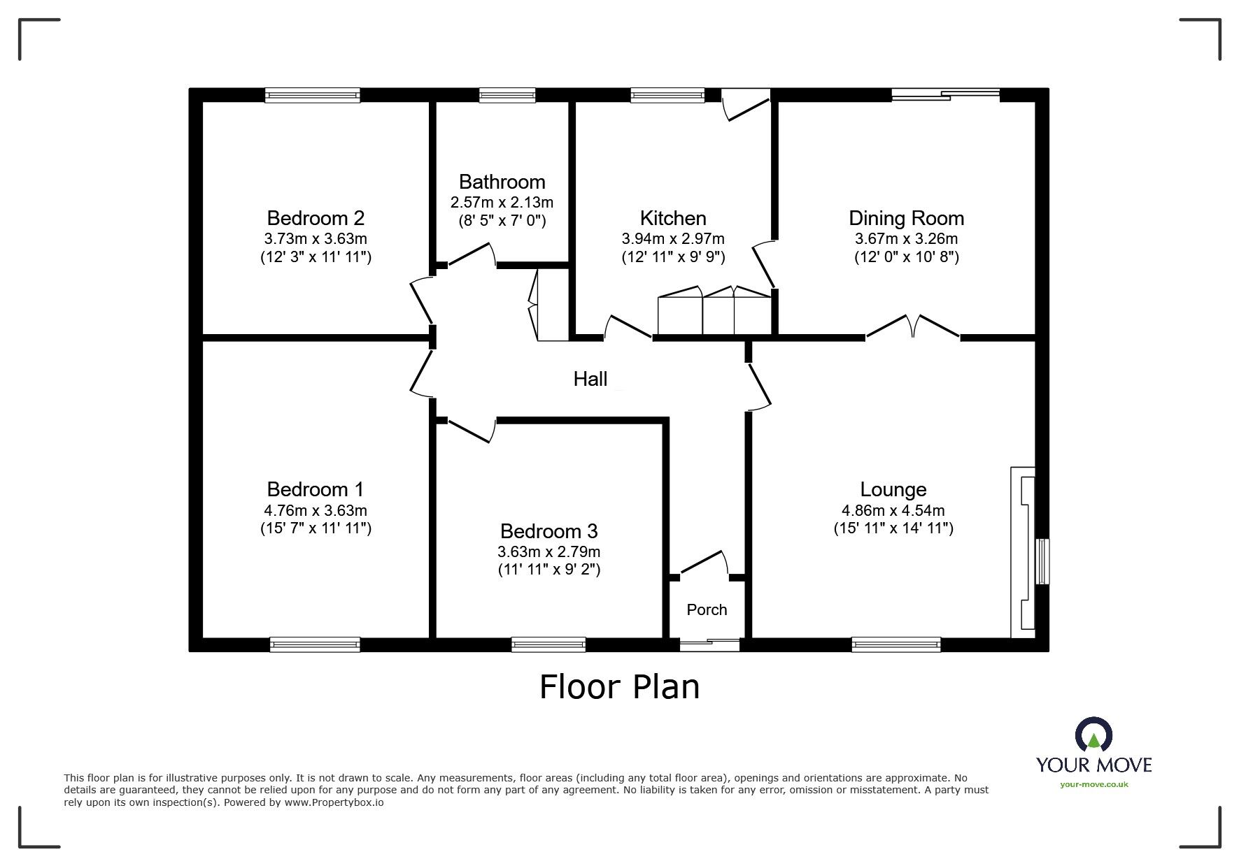 Floorplan of 3 bedroom Detached Bungalow to rent, Bolton Low Houses, Wigton, Cumbria, CA7