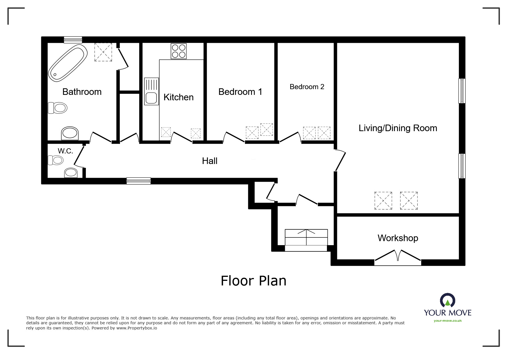 Floorplan of 2 bedroom Detached Bungalow for sale, Mawbray, Maryport, Cumbria, CA15