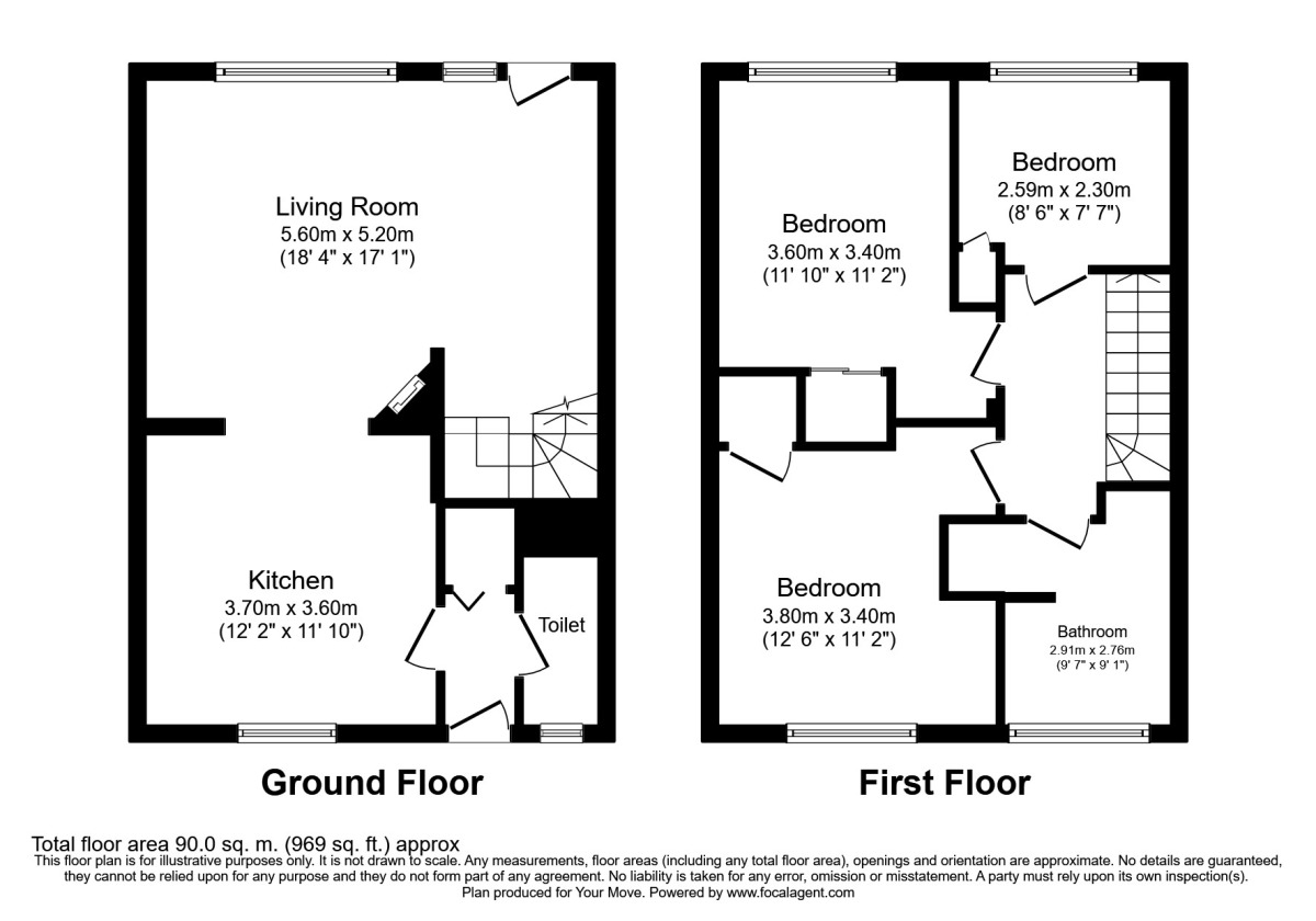 Floorplan of 3 bedroom Mid Terrace House for sale, High Axwell, Blaydon-On-Tyne, NE21