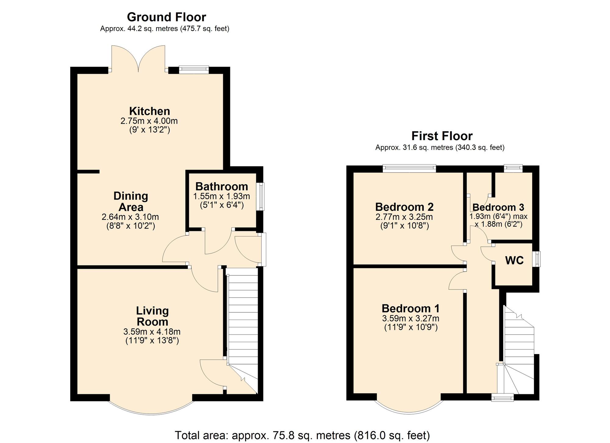 Floorplan of 3 bedroom Semi Detached House for sale, Naylor Avenue, Winlaton Mill, Blaydon, NE21