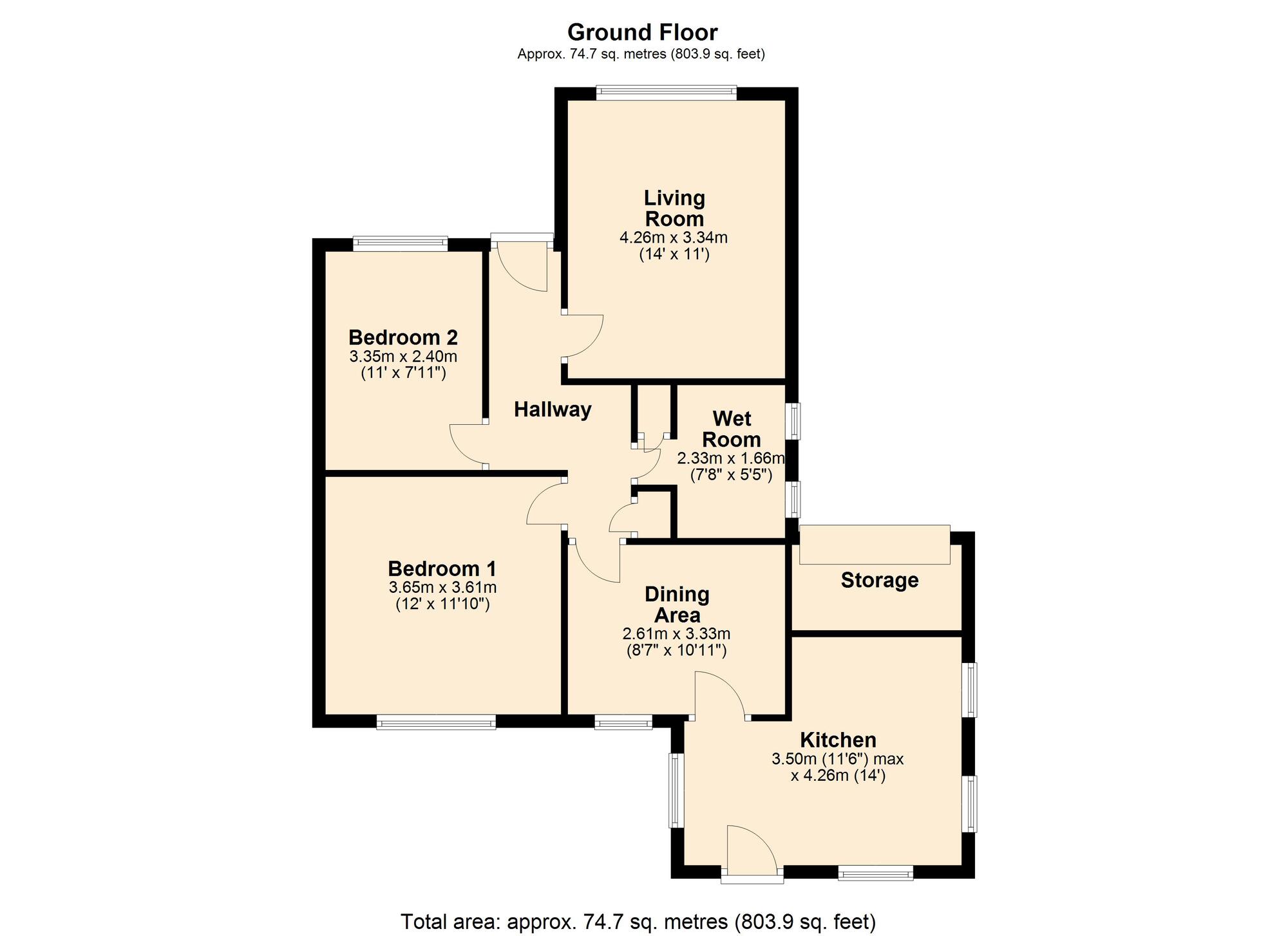 Floorplan of 2 bedroom Detached Bungalow for sale, Chesmond Drive, Loup Farm Estate, Blaydon, NE21