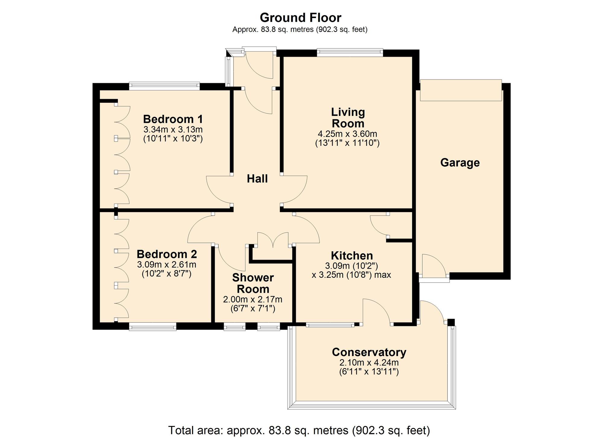 Floorplan of 2 bedroom Semi Detached Bungalow for sale, Stampley Close, Hanover Estate, Winlaton, NE21