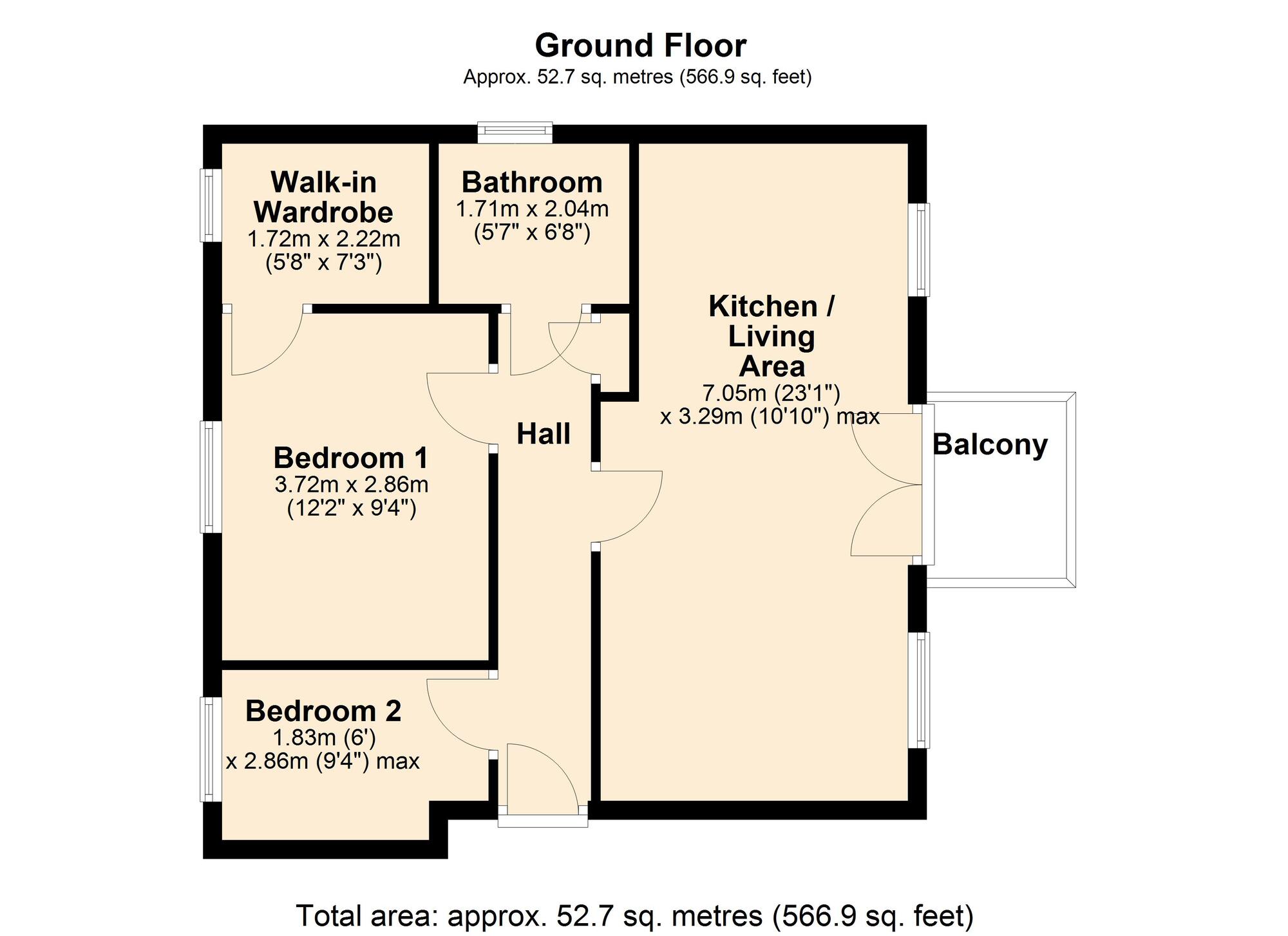 Floorplan of 2 bedroom  Flat for sale, Derwent Water Drive, Blaydon-on-Tyne, Tyne and Wear, NE21