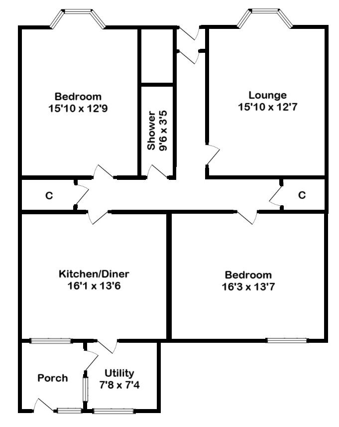 Floorplan of 2 bedroom  Flat for sale, Overtown Road, Wishaw, North Lanarkshire, ML2